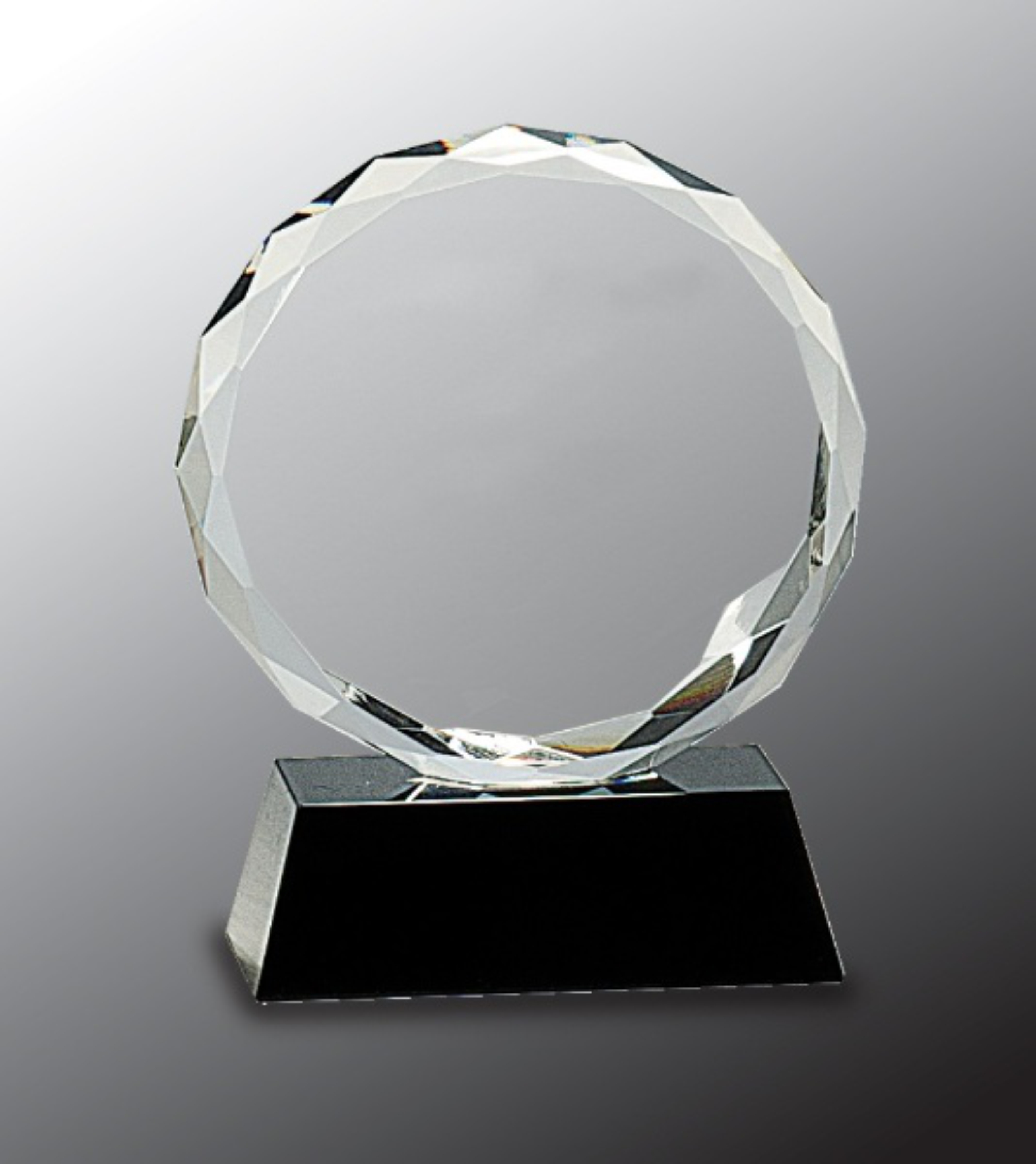 5" Round Facet Crystal on Black Pedestal Base Award 3