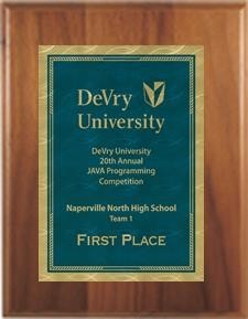 8" x 10" Cherry Finish Plaque with a Blue/Gold Victory Sunray Plate 2