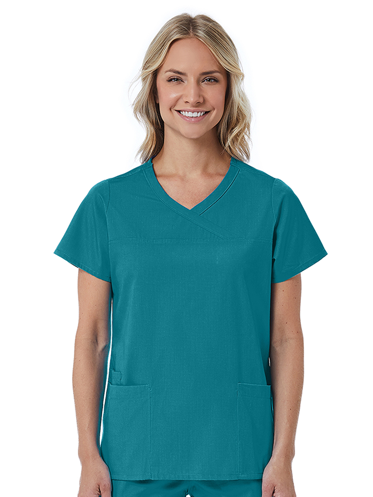 Maevn - Red Panda - Women's Three-Pocket Curved Mock Wrap Top 24