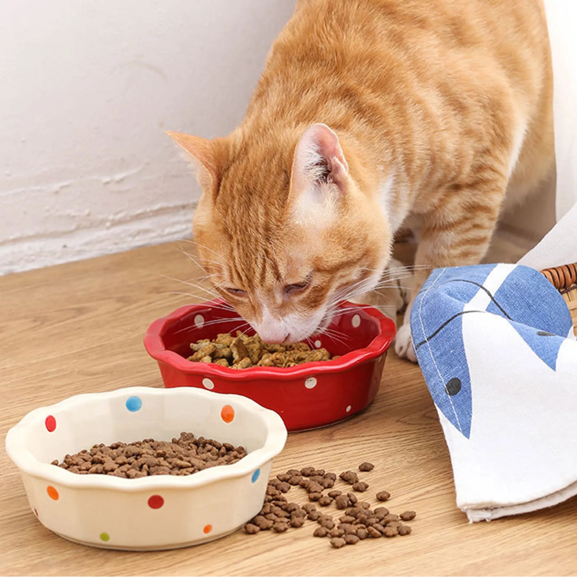 Ceramic Cat Food Dish Bowl Rack And Cat-Bowl 8