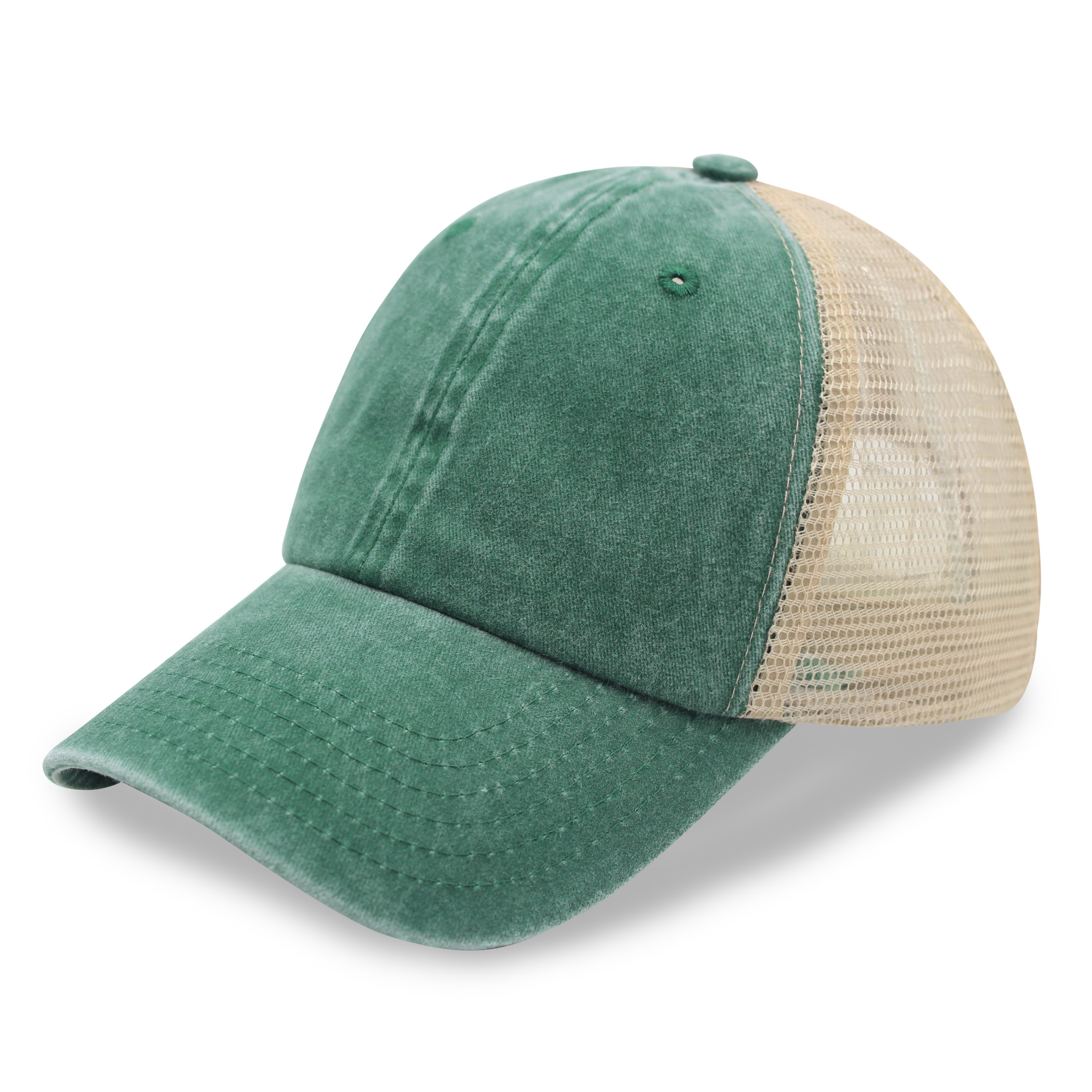 Pre washed Pigment Dyed Soft Mesh snapback trucker cap