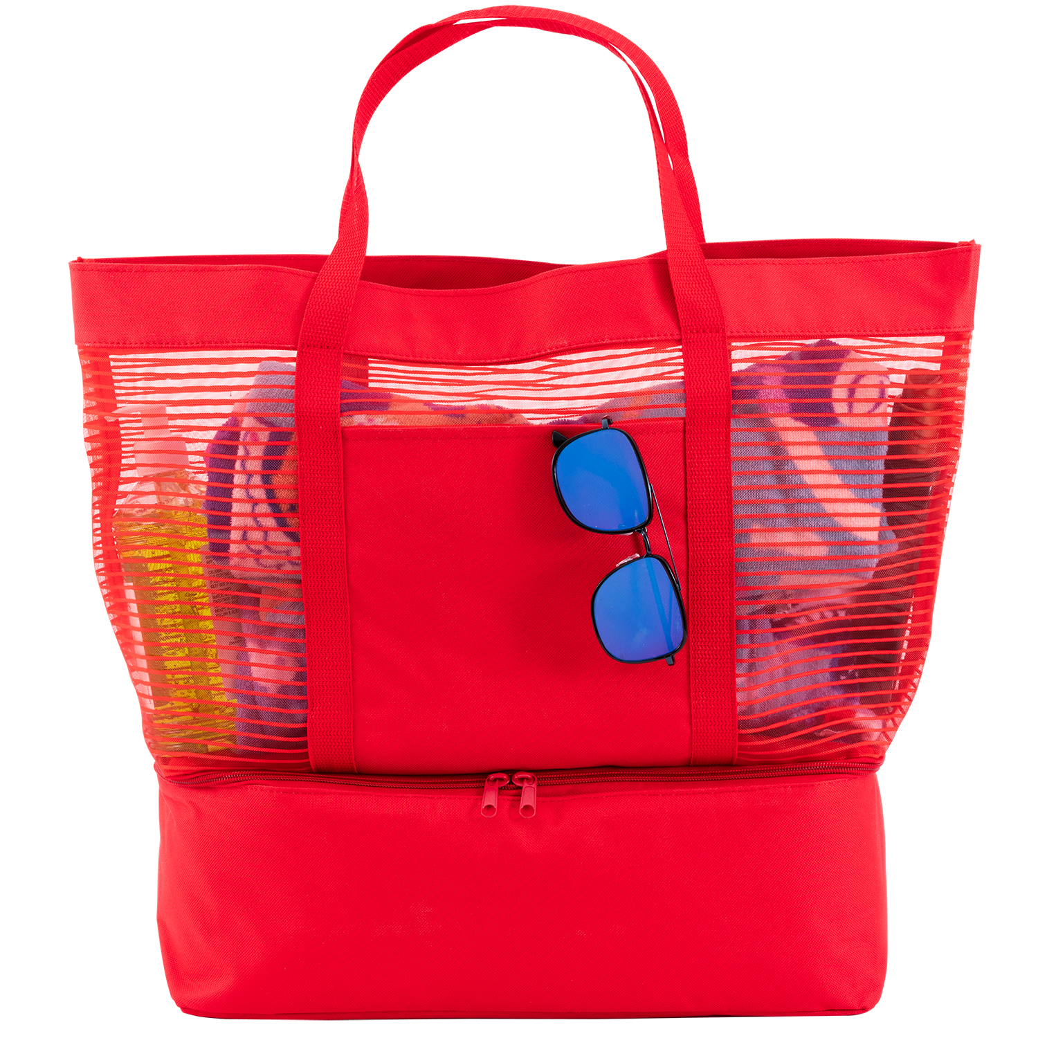 2 in 1 Striped Mesh Beach Bag Cooler 5