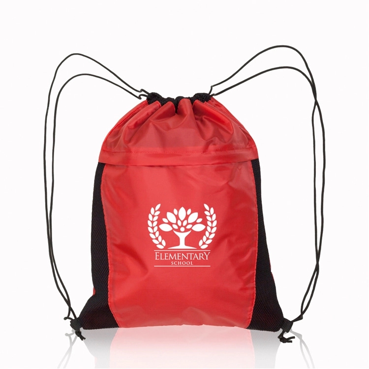 Drawstring Cinch Bag Backpack With Mesh Pocket 4