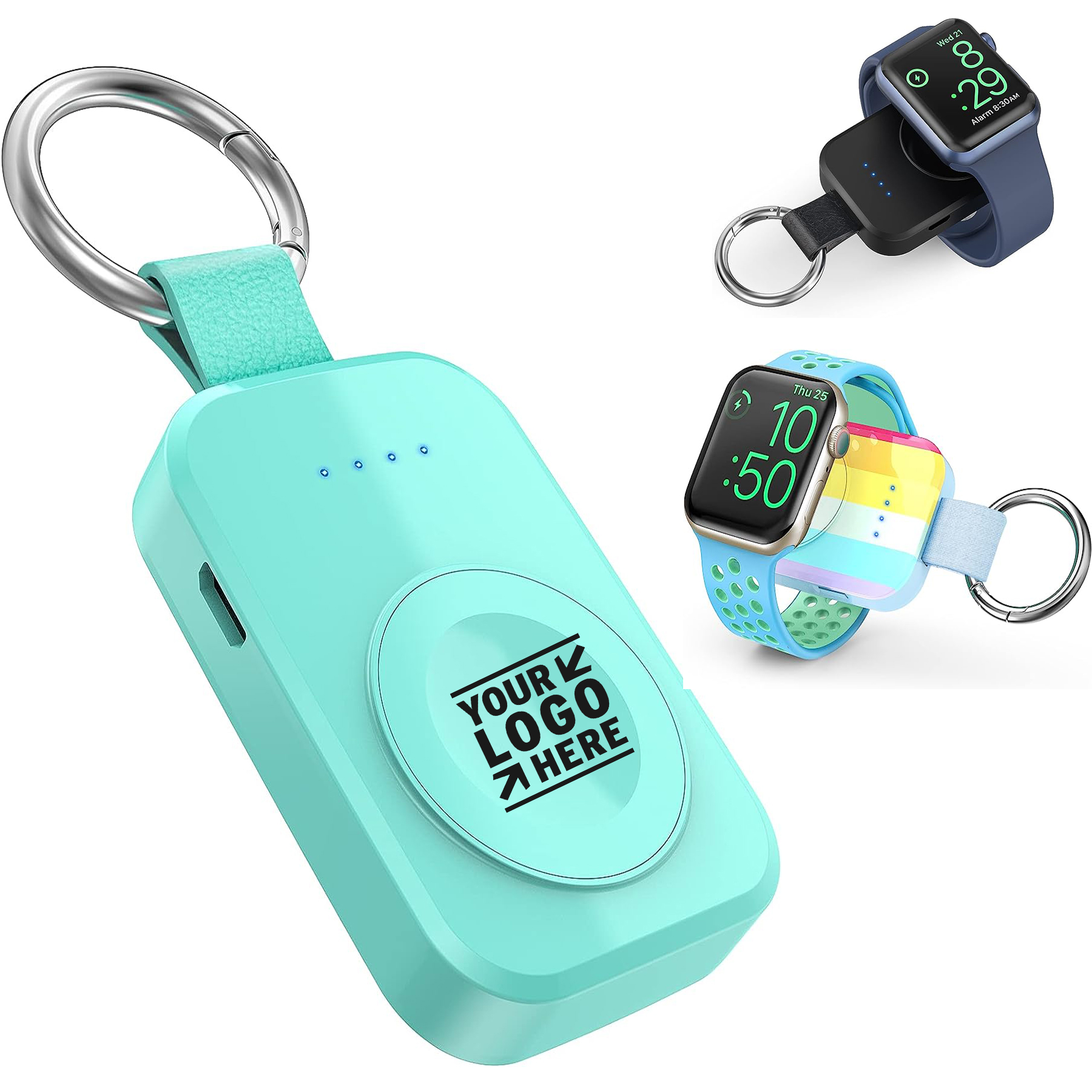 Compact Magnetic iWatch 1000mAh Portable Wireless Charger Power Bank with Keychain  2