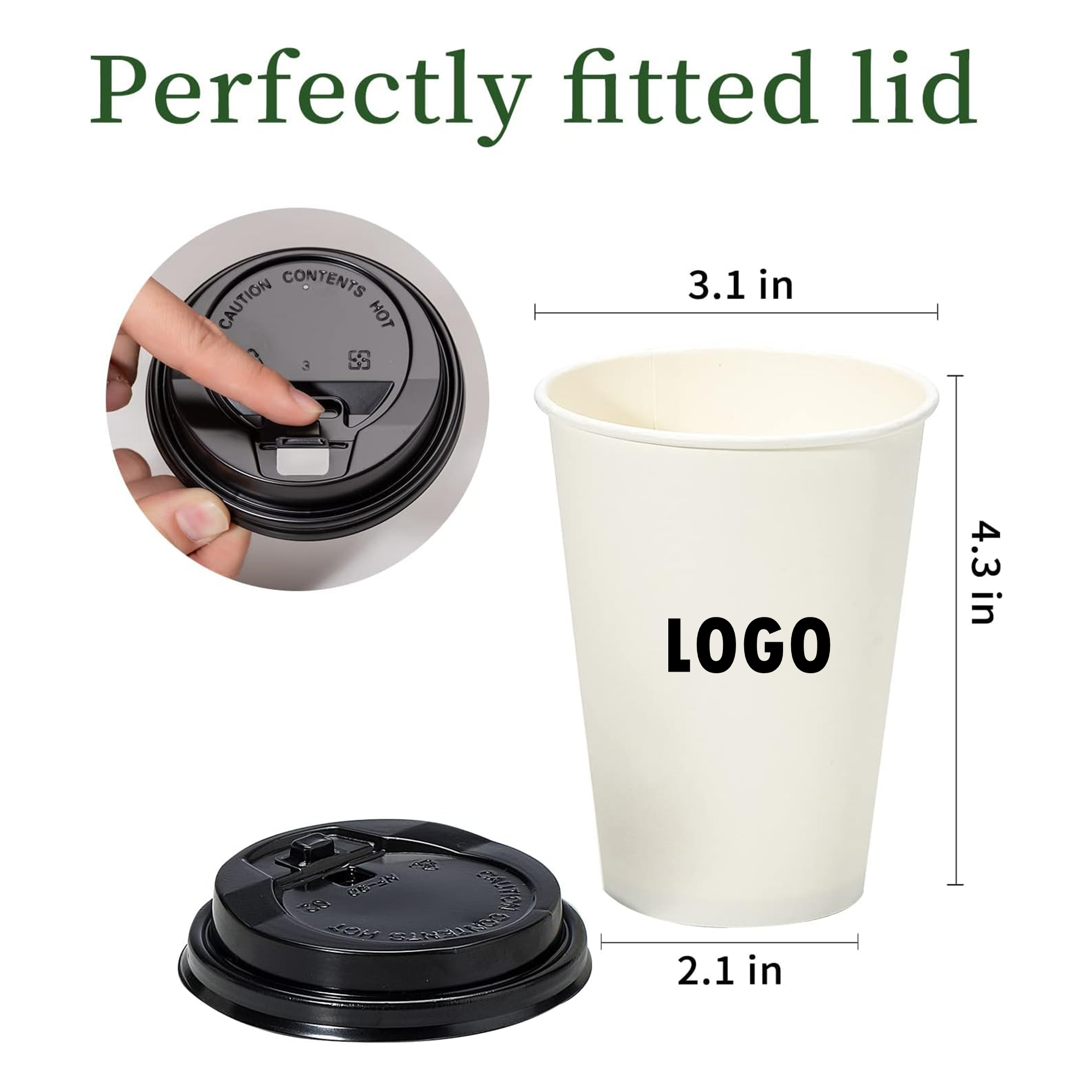 12 oz 100 Pcs Disposable Coffee Cups With Lids 2