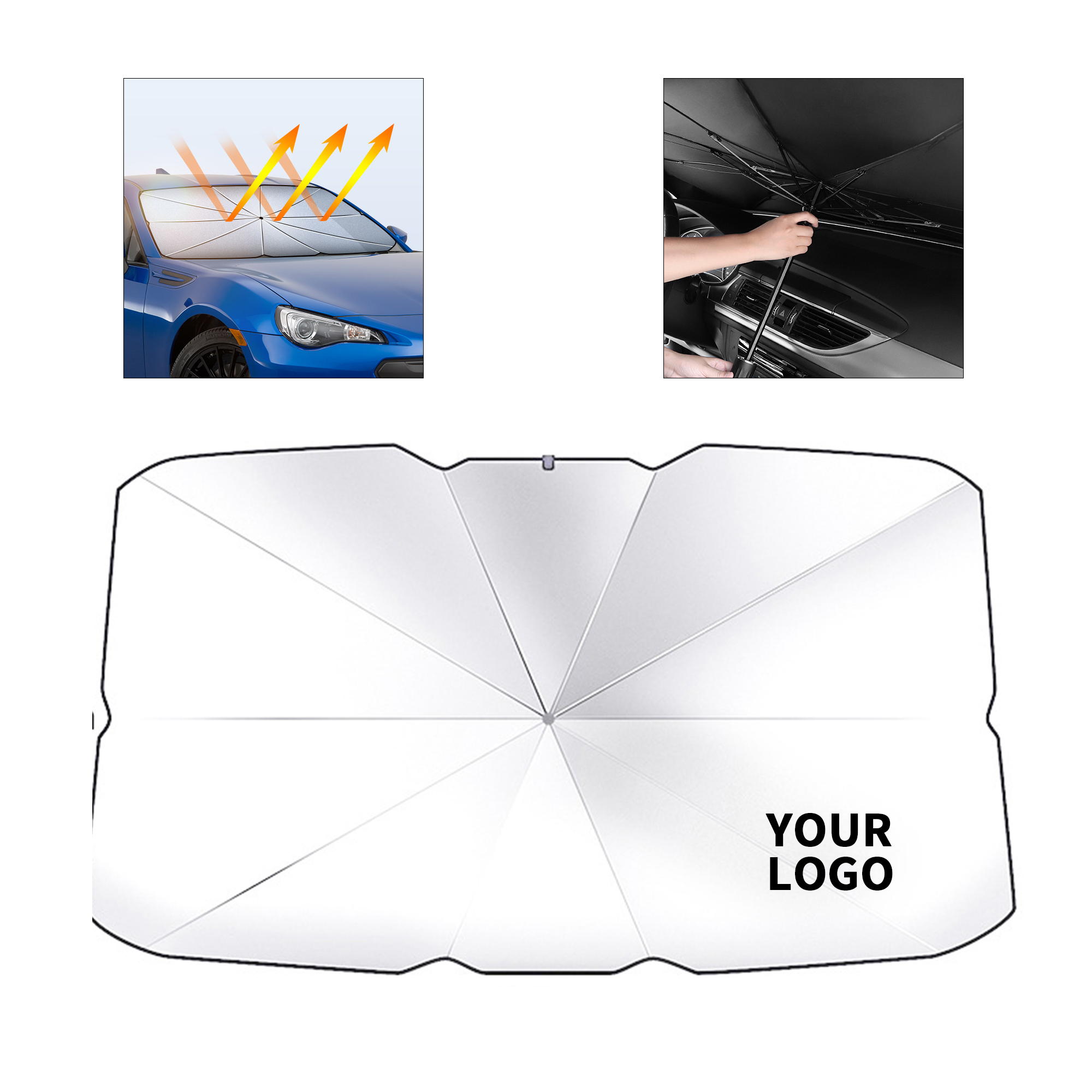 Titanium Coated Foldable Car Windshield Umbrella Shade 55 x 31.5" 1