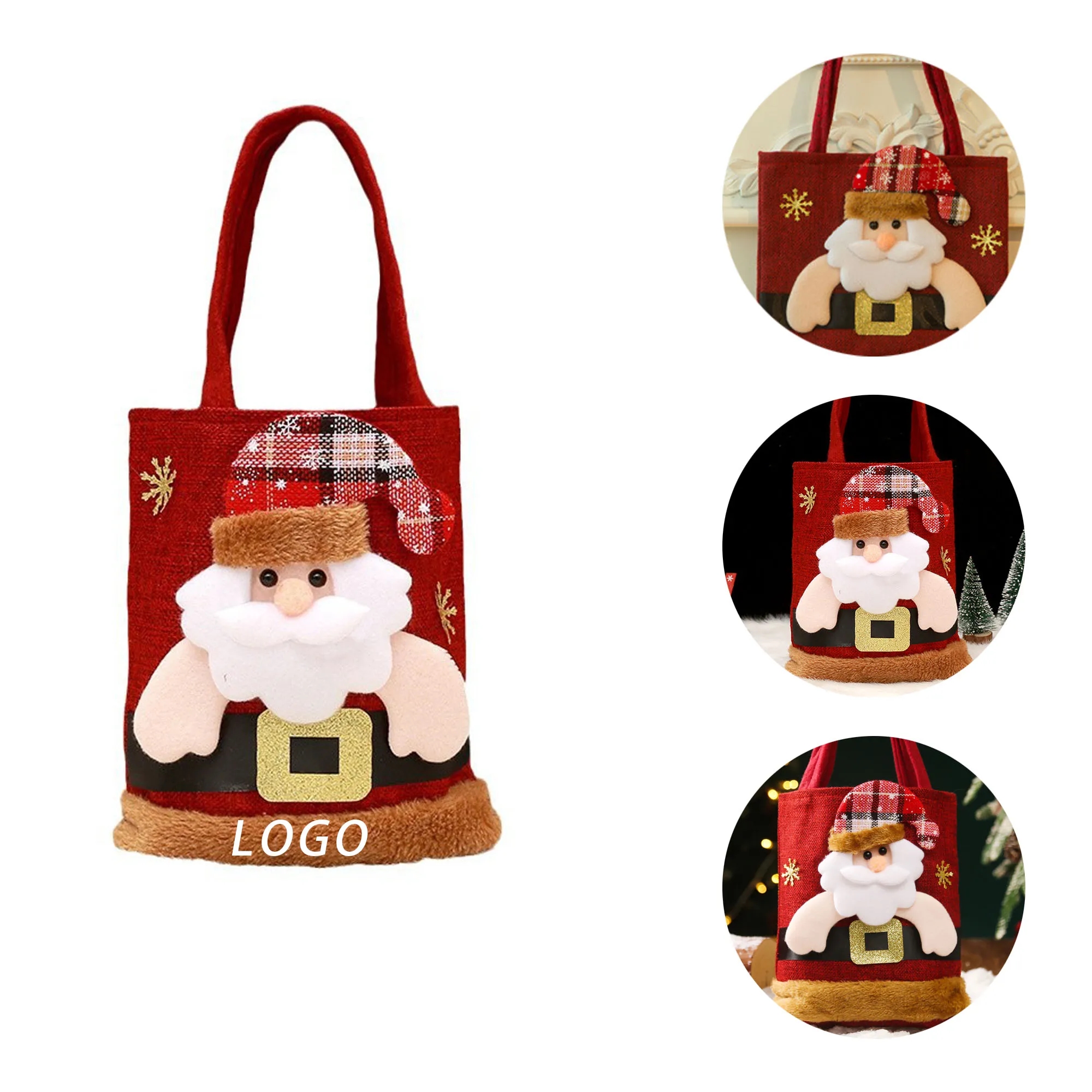 Christmas Handheld Gift Bag With Logo For Surprise, Holidays