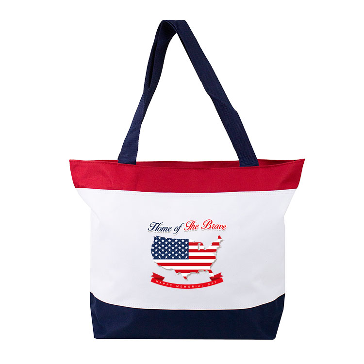 600D Polyester US Flag Jumbo Boutique Zipper Tote Bag 3