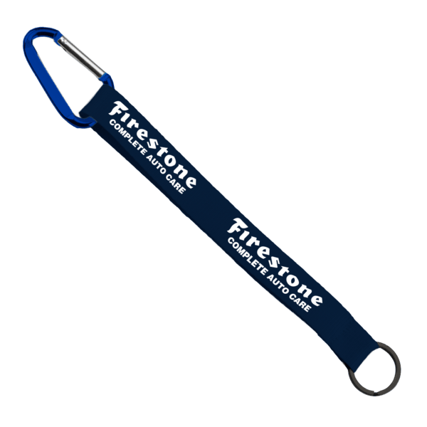 3/4" Sewn Polyester Keychain with Metal Split-Ring and Carabiner 68