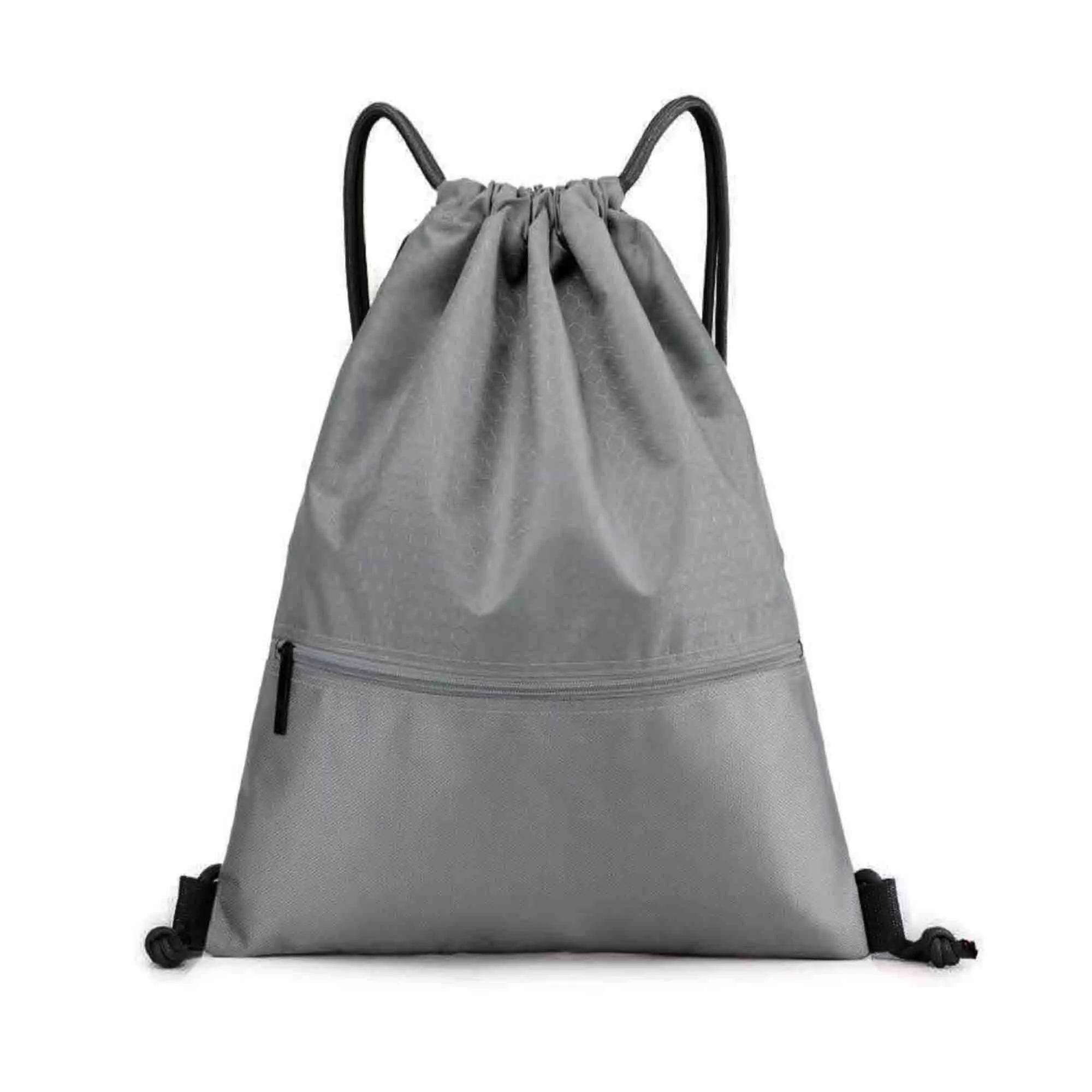 Pocketed Waterproof Drawstring Backpack W/ Zipper 12