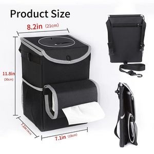 Car Waste Bin with Lid and Storage 2