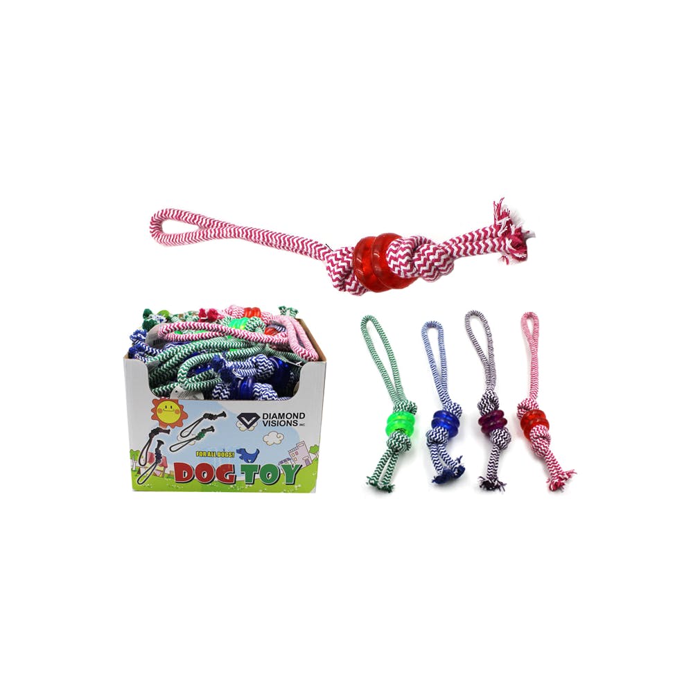 Dog Rope Toys with Rubber Chew Rings Assorted 2