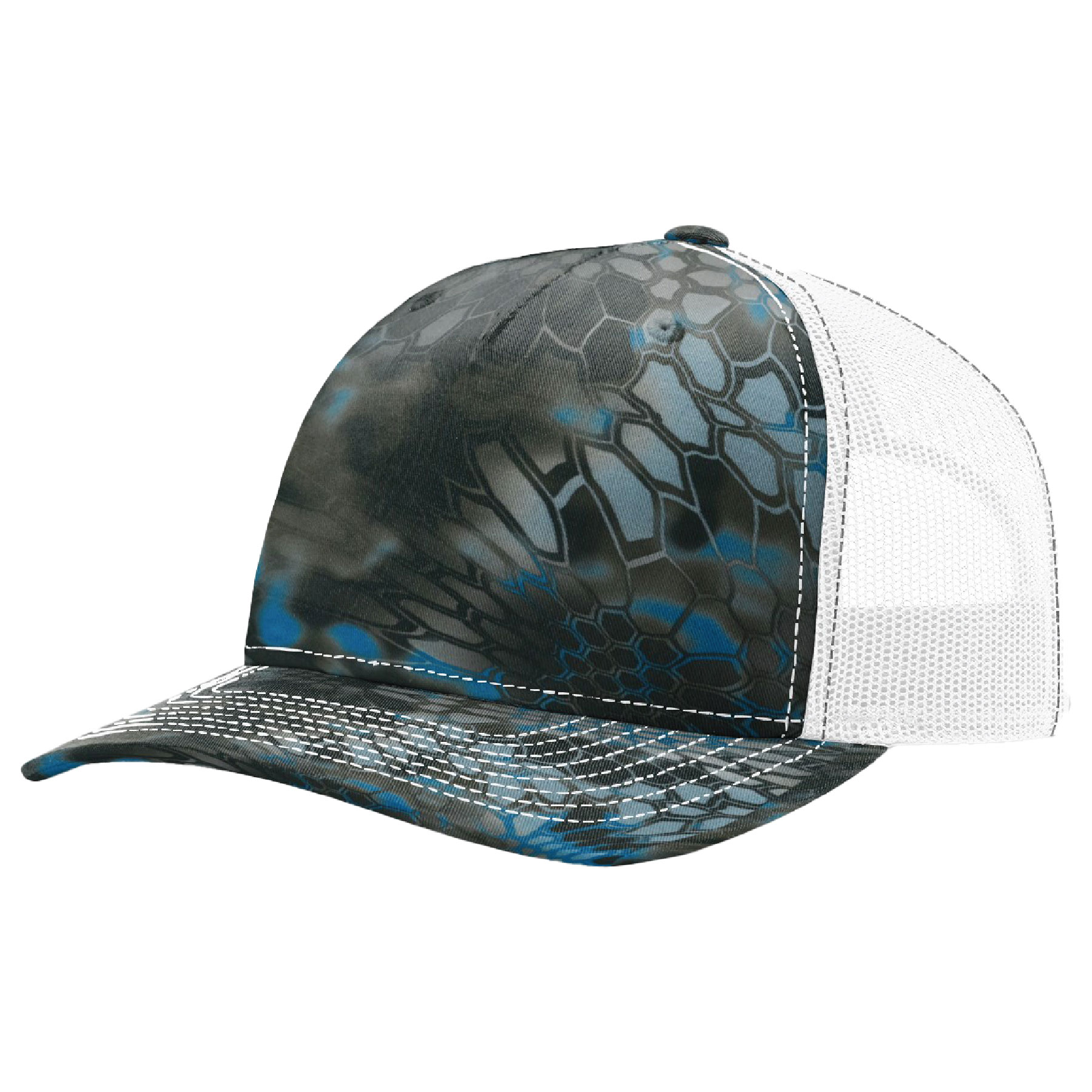 Richardson 112PFP Printed 5-Panel Snapback Trucker Hat w/Leatherette Adhesive Patches or Embroidery 38