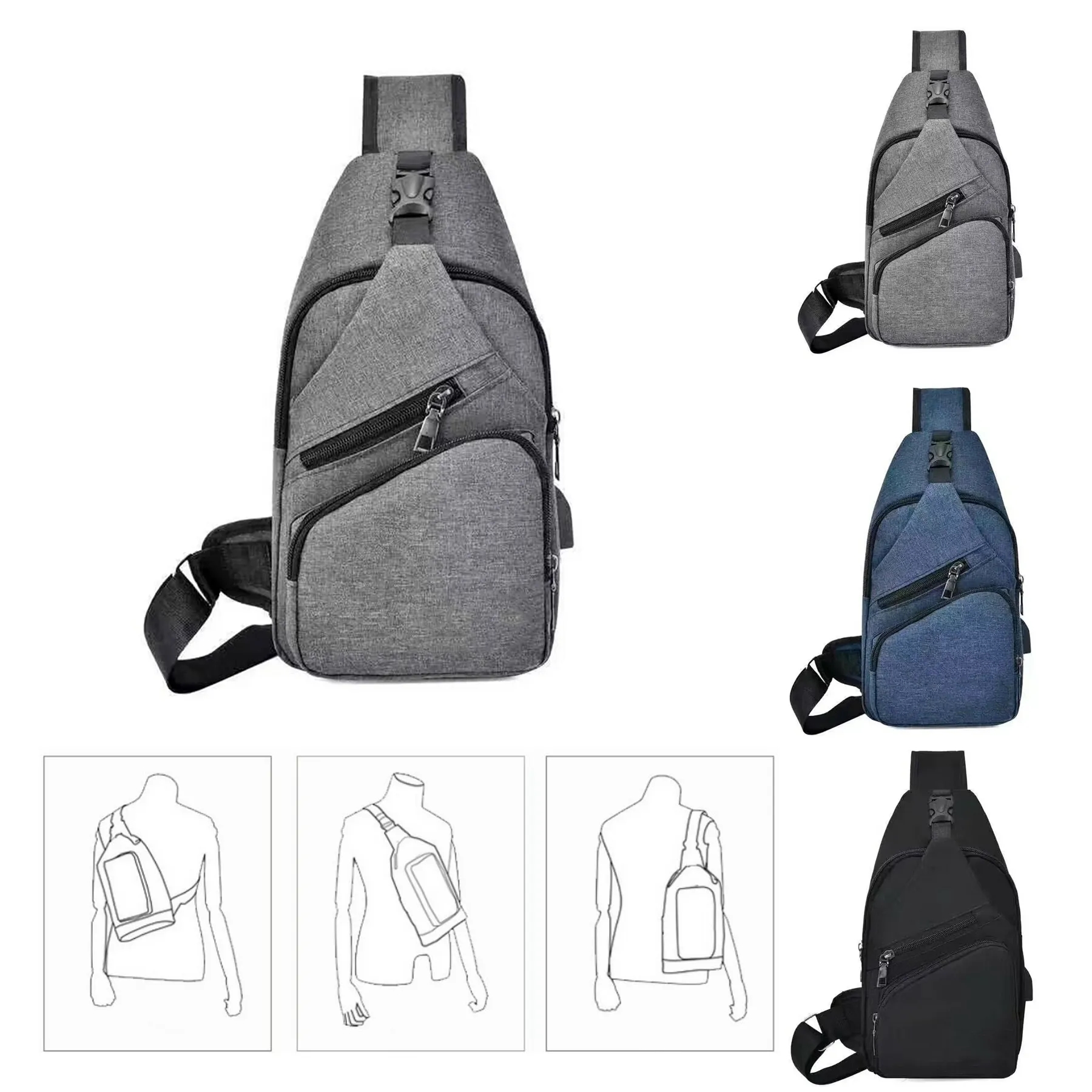 Oxford Crossbody Chest Shoulder Sling Bag 2