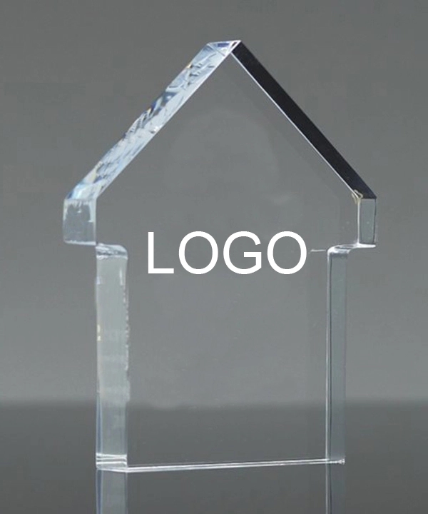 House Shaped Crystal Award with Logo 2