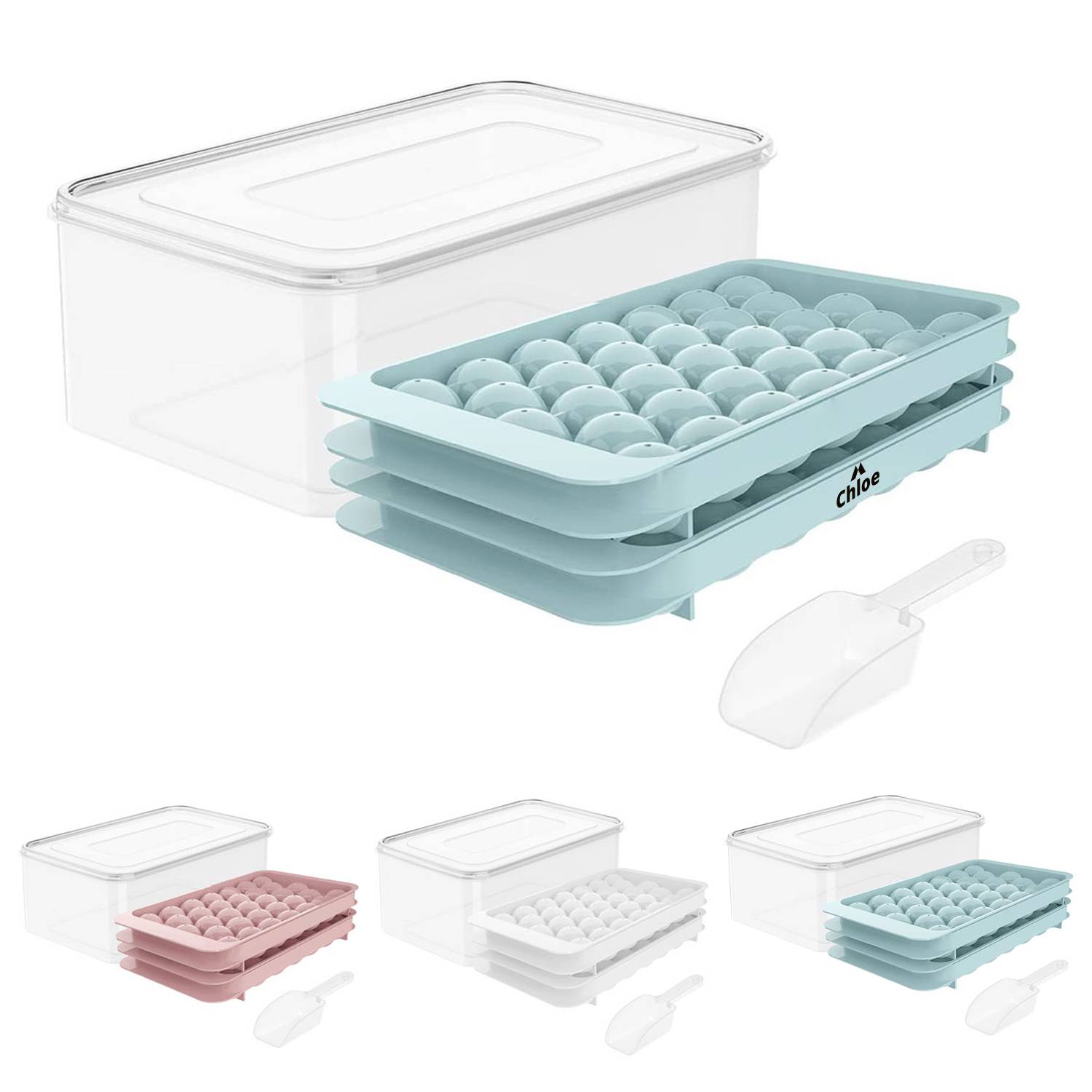 Round Ice Cube Tray w/ Lid & Bin 1