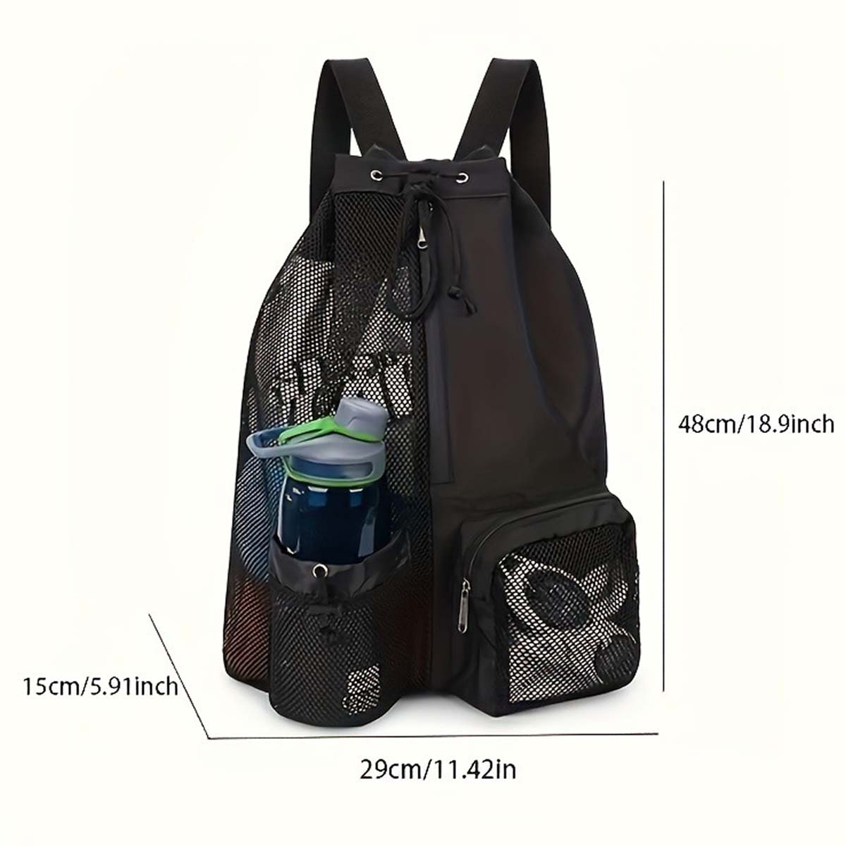 Durable Swim Bag Mesh Drawstring Backpack with Wet Pocket 4
