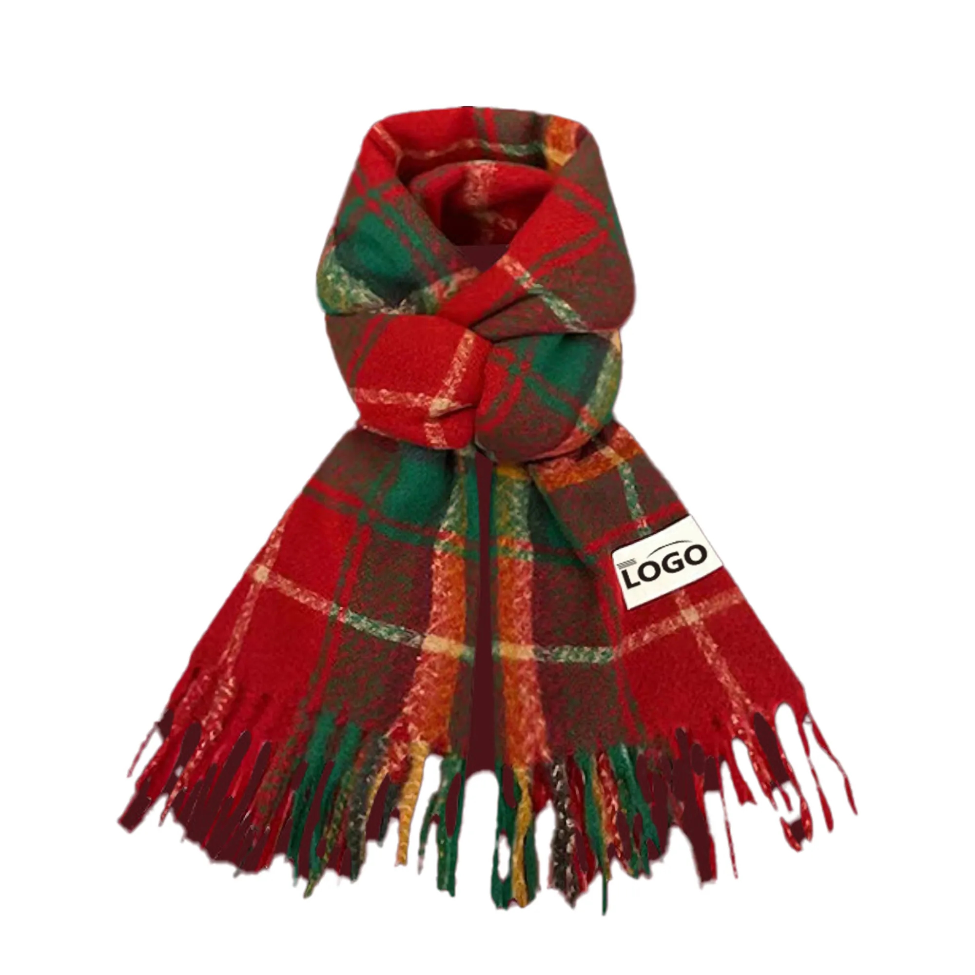 Plush Plaid Feel Scarf Versatile Fashion Accessory Christmas 1