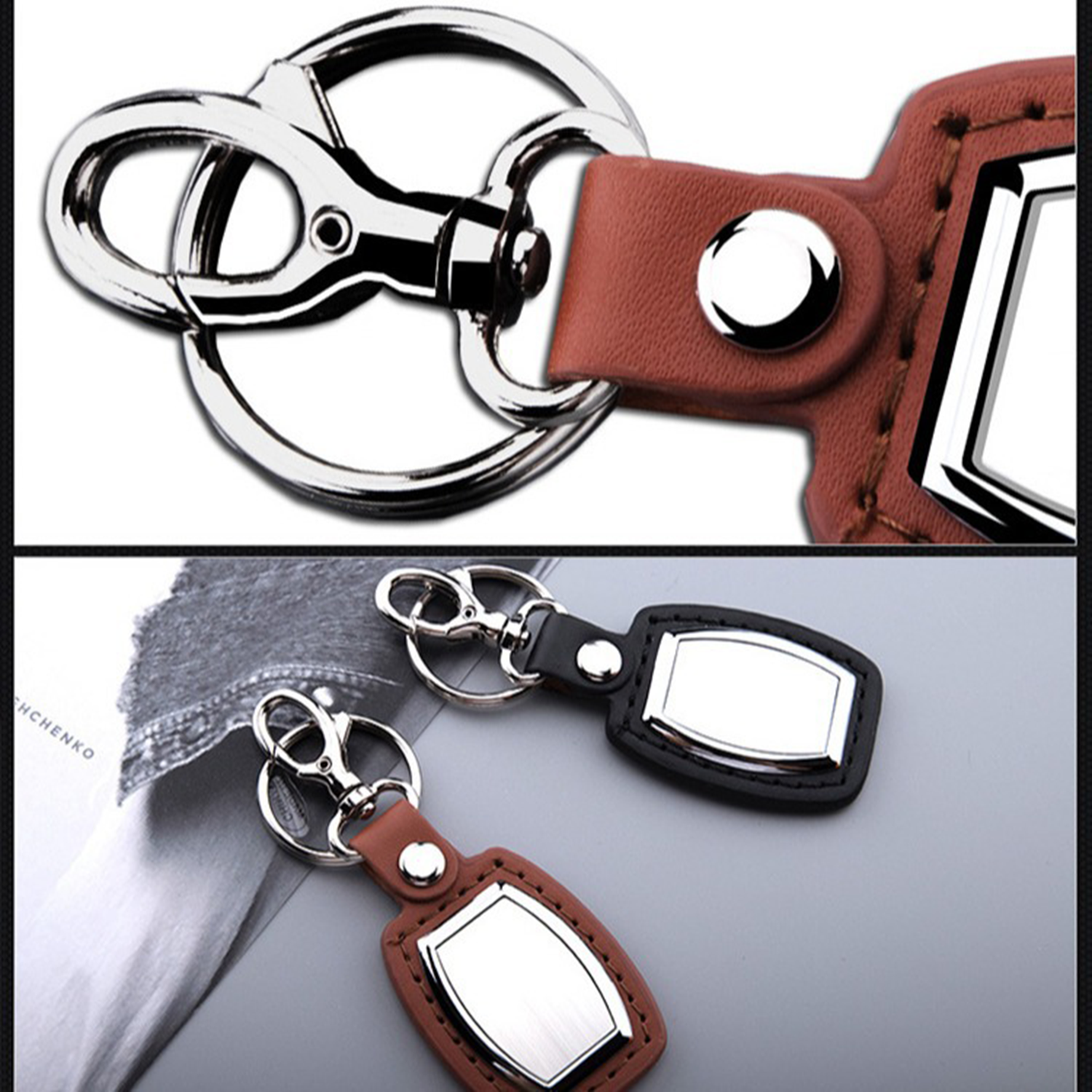 Creative business gift leather car keychain 3