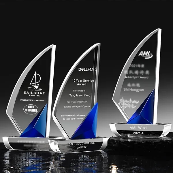 Custom Crystal Sailboat Award 3