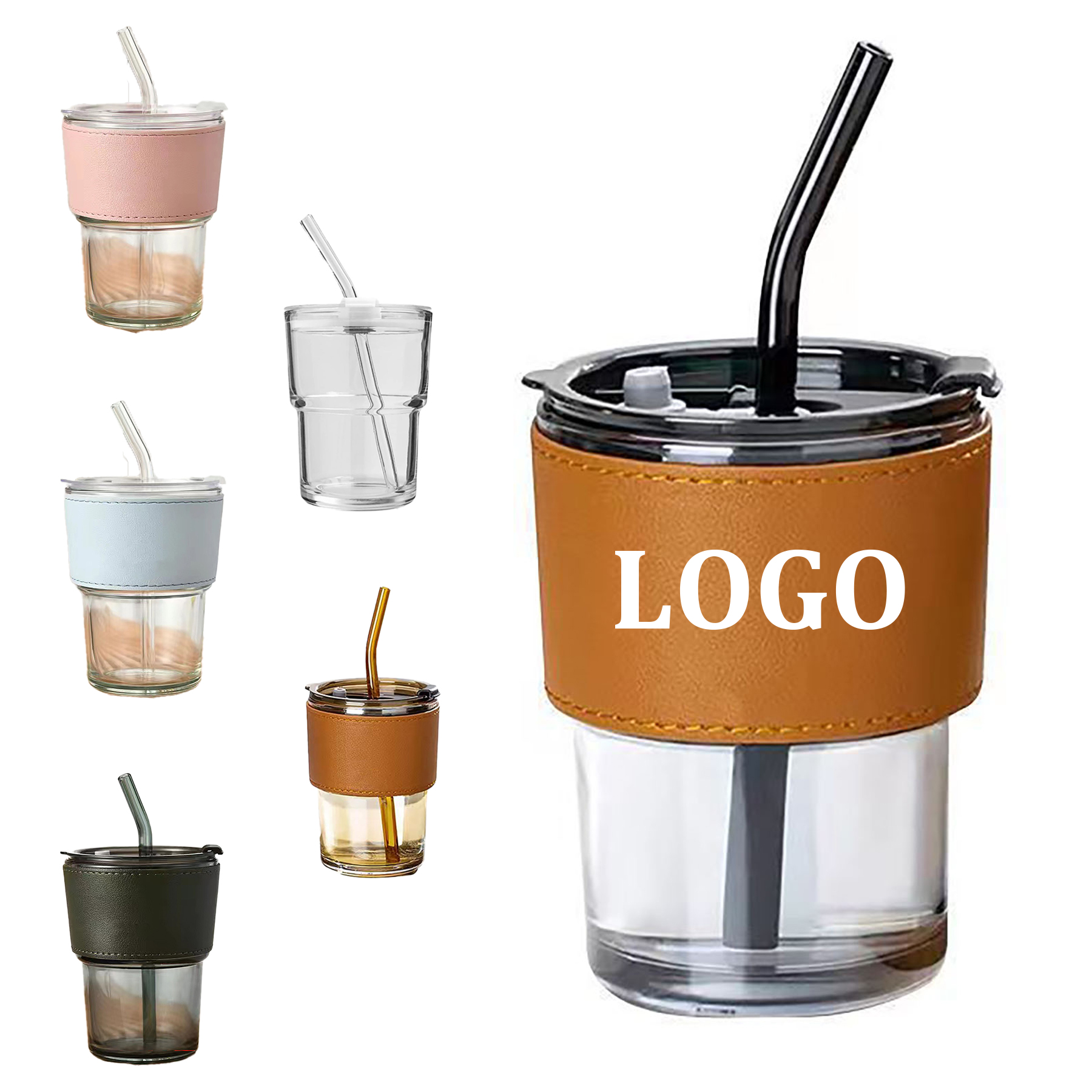 13 oz. Glass Cup With Lid And Straw 3