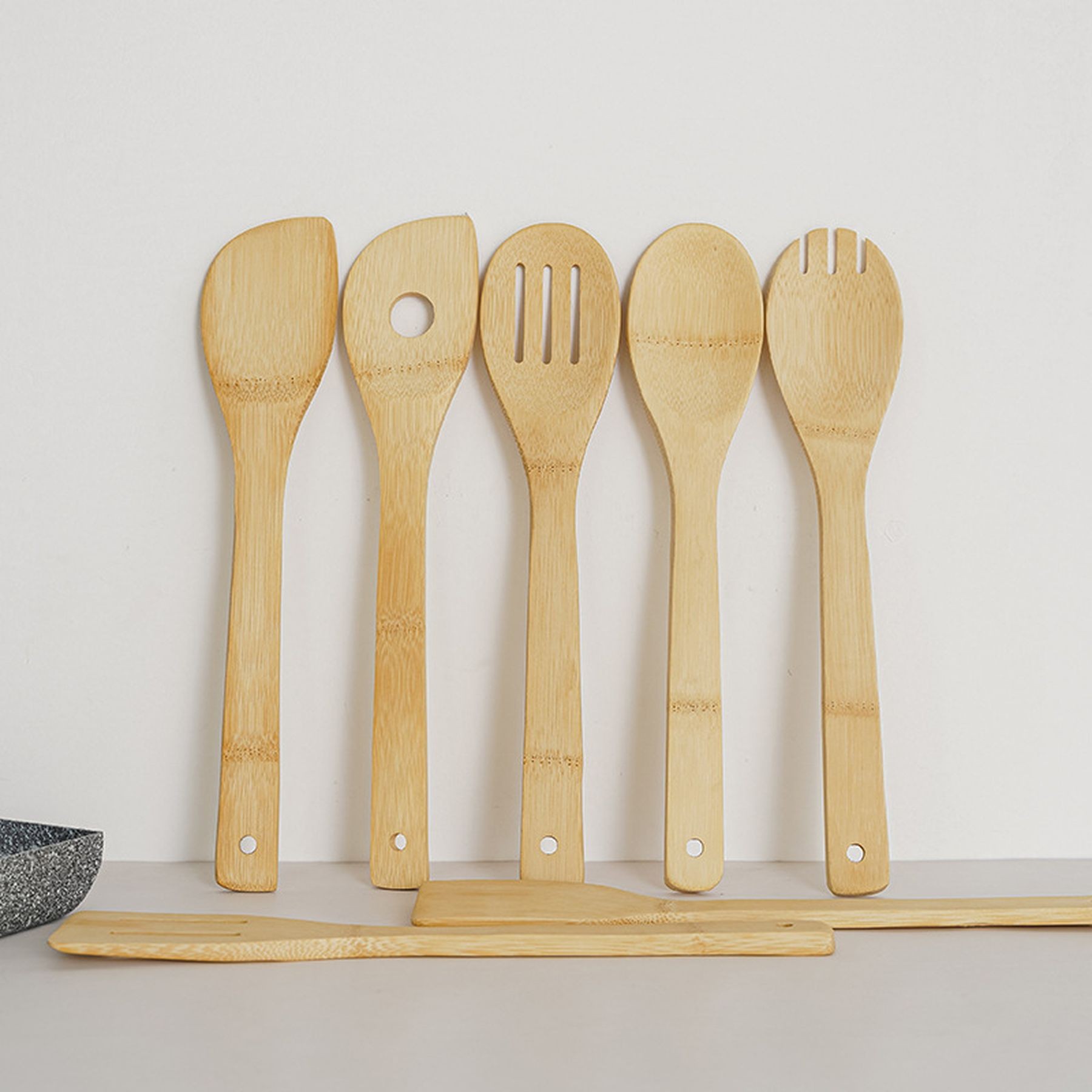 6-Piece Nonstick Bamboo Cooking Utensil Spatula Spoon 8