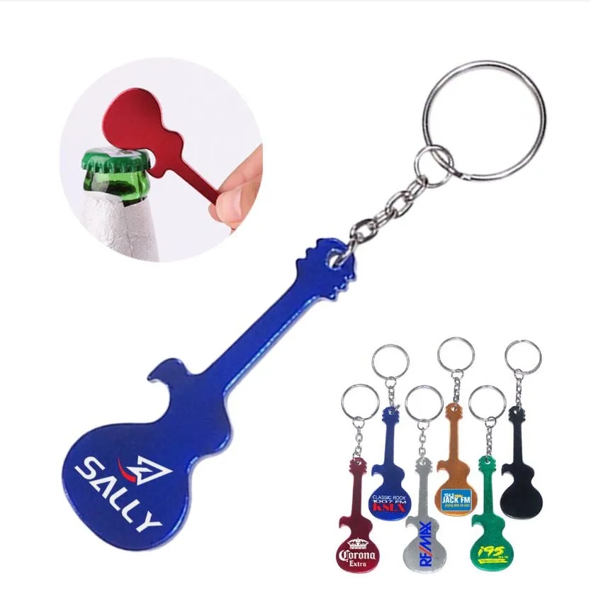 Guitar shape bottle opener keychain 1