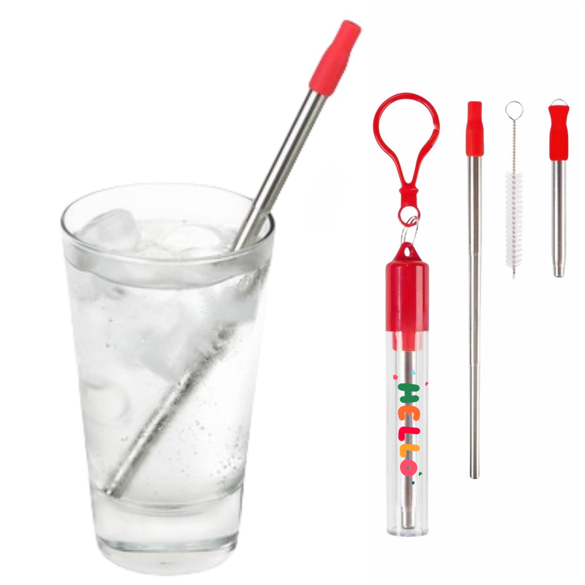 Reusable Slide Telescoping Straw With Keychain 3