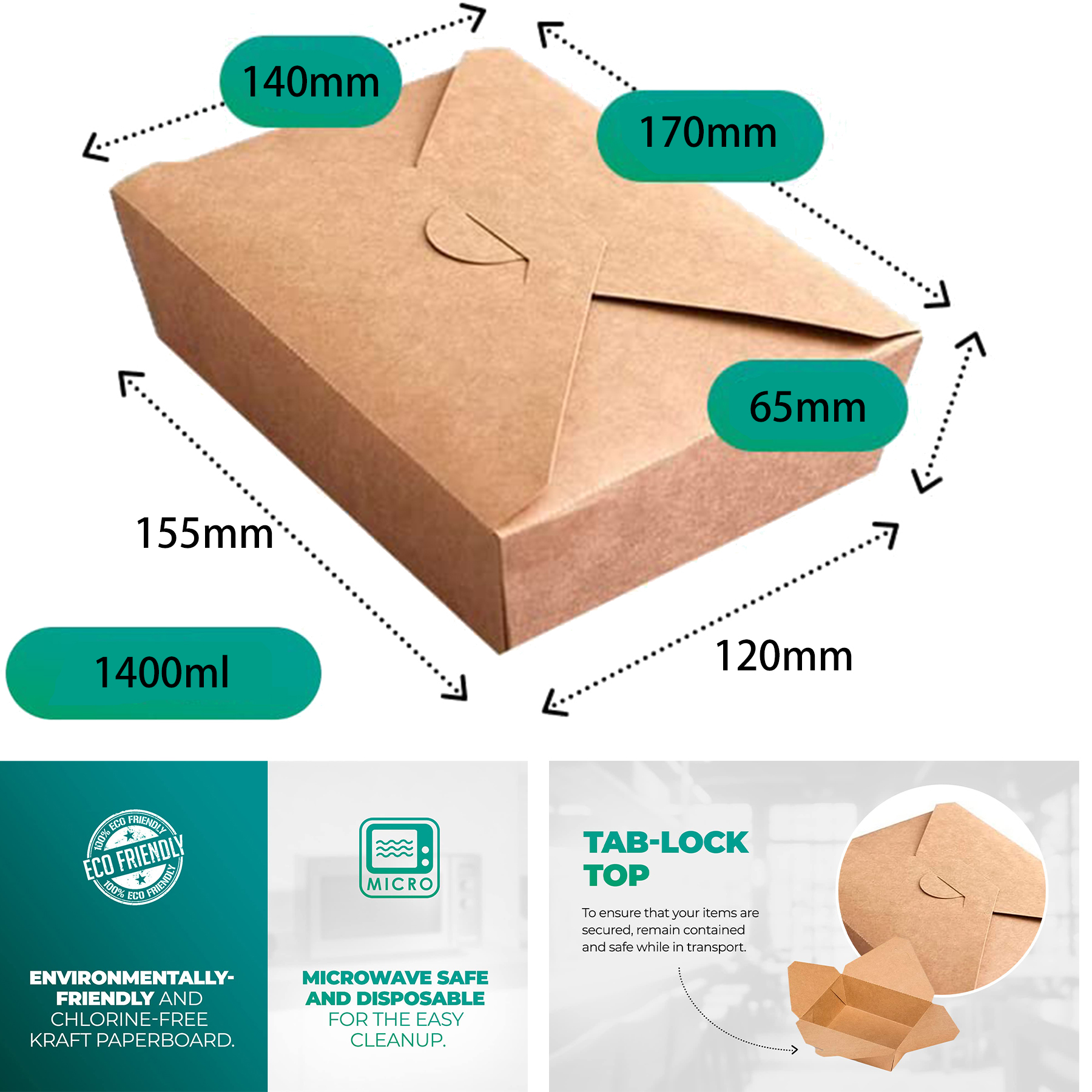 1400ml Take Out Food Containers 2