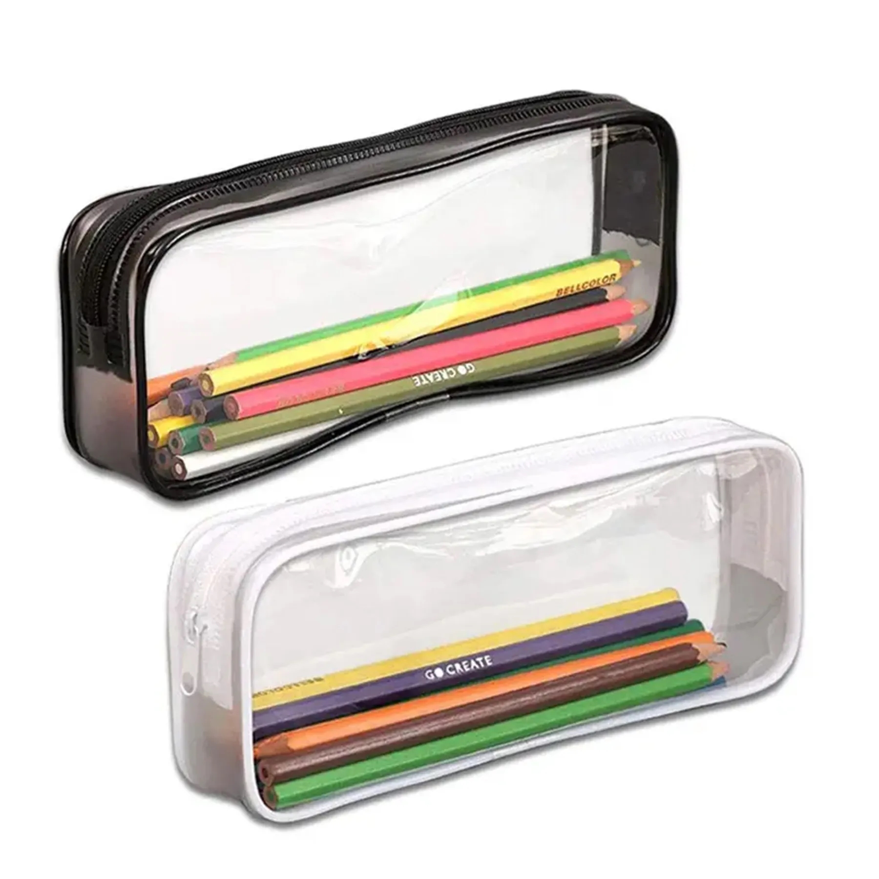 PVC Pencil Bag Zipper Pouch Clear Transparent Waterproof 3