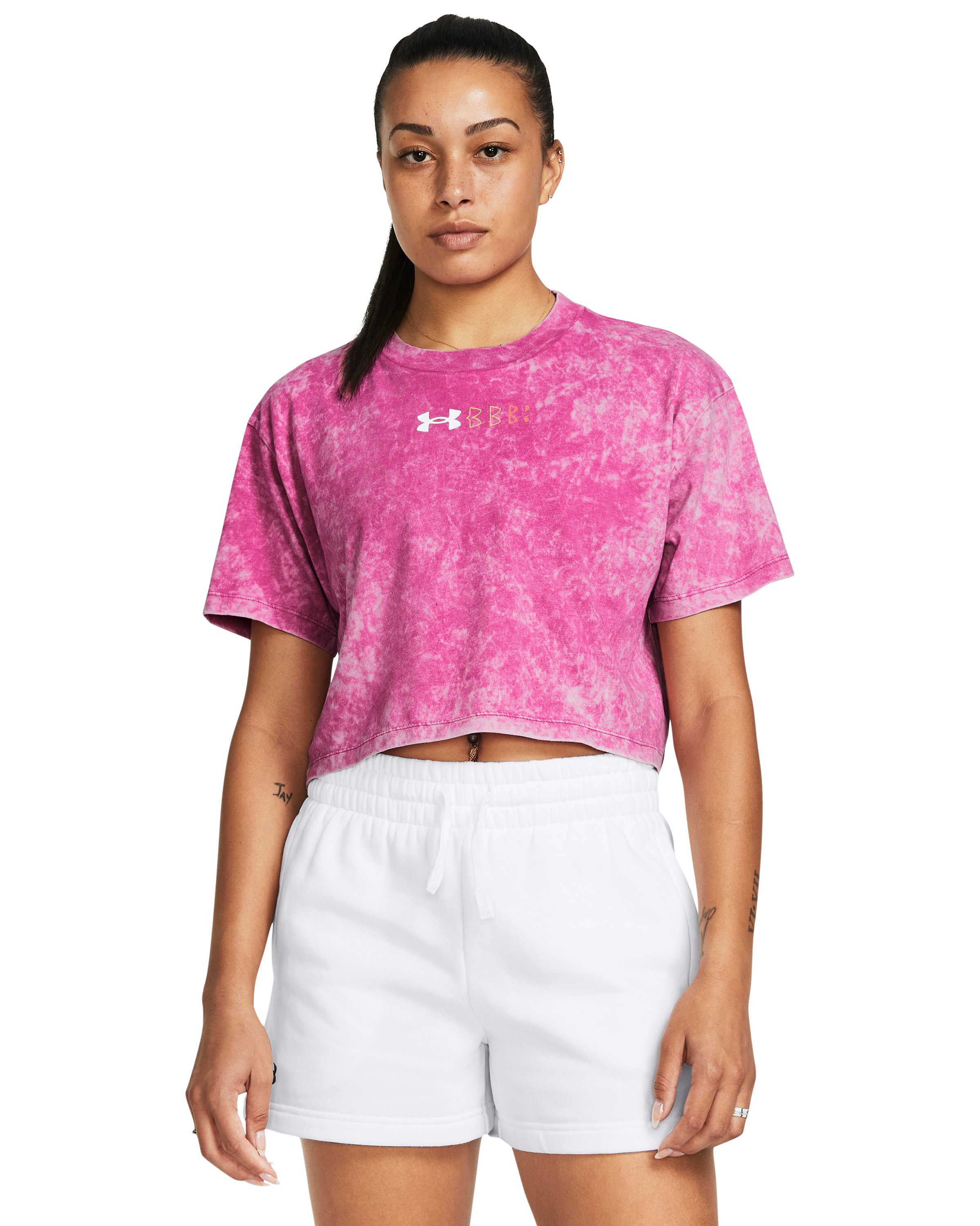 UA Wash Logo Repeat Women's Crop Short Sleeve 3
