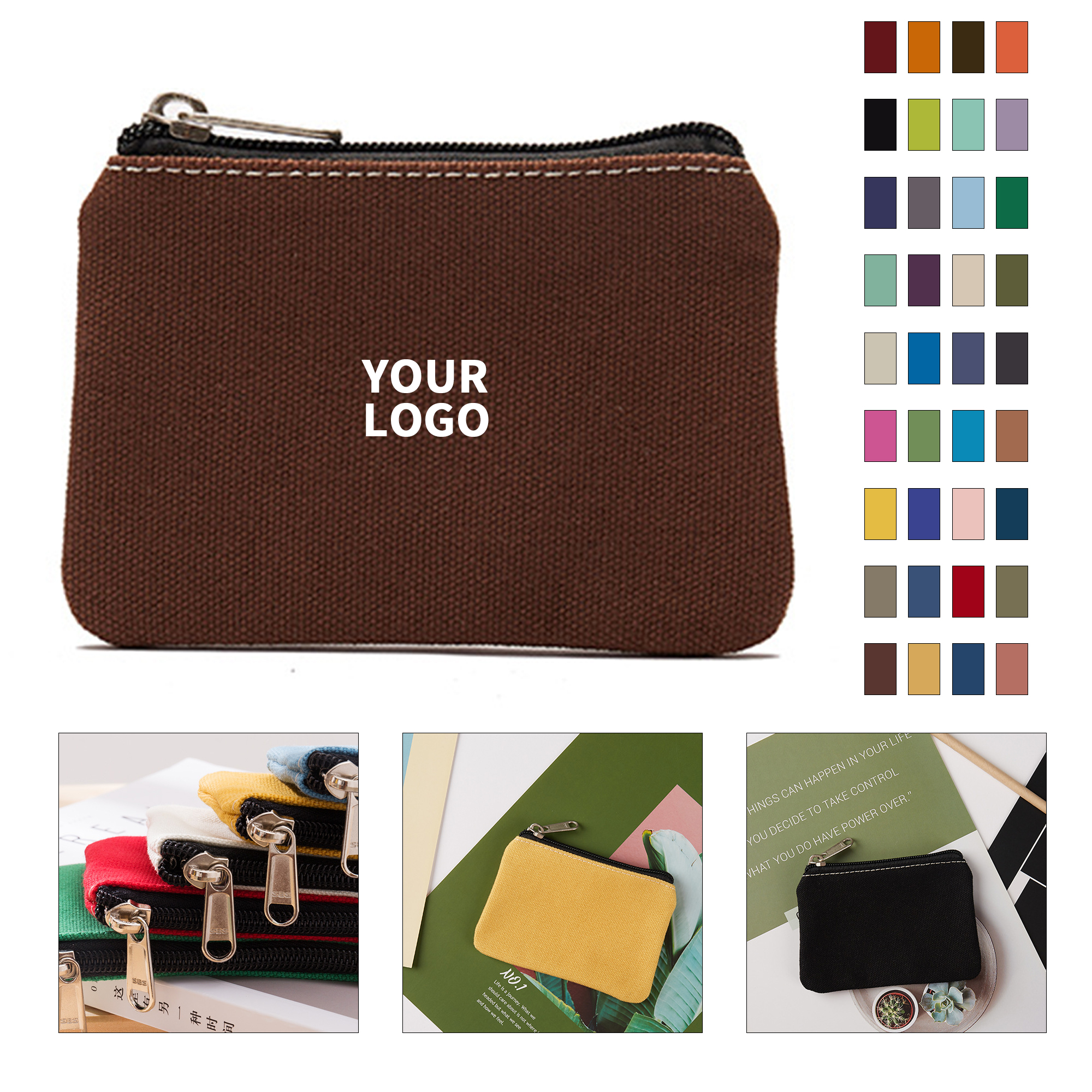 Canvas Zipper Coin Pouch Small 21
