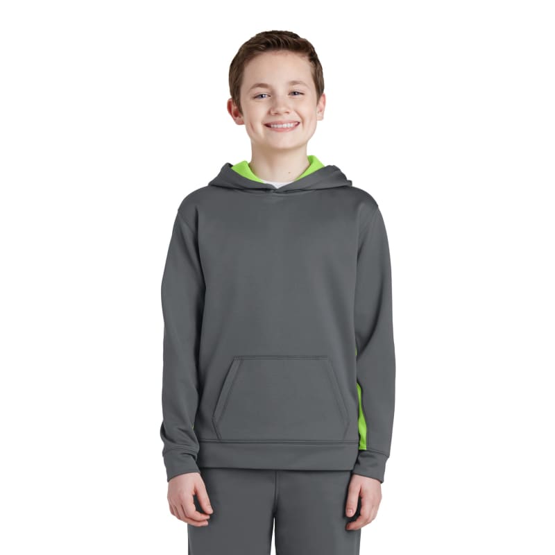Sport-Tek Youth Sport-Wick Fleece Colorblock Hooded Pullover. 6