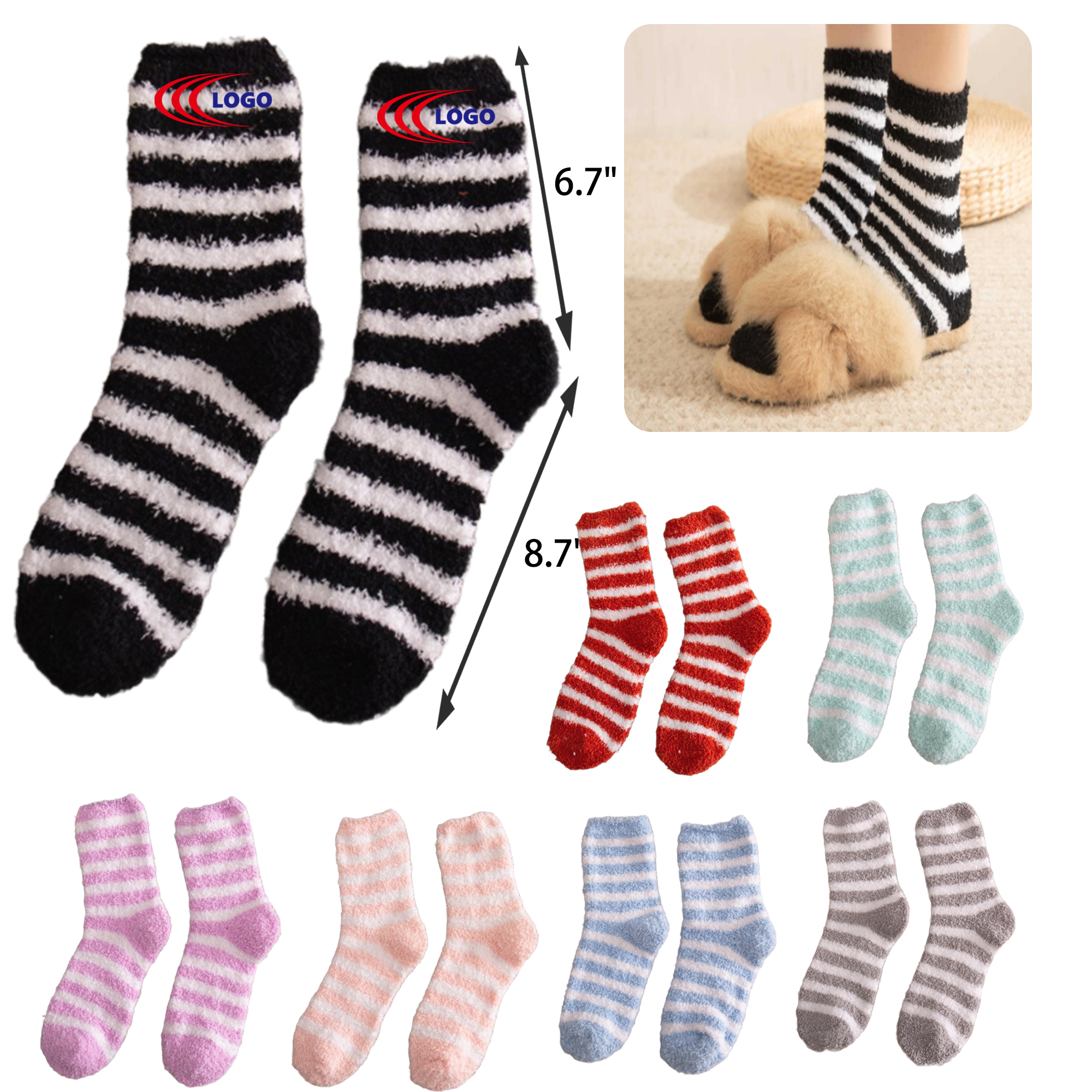 Stylish Striped Coral Fleece Warm Socks 2