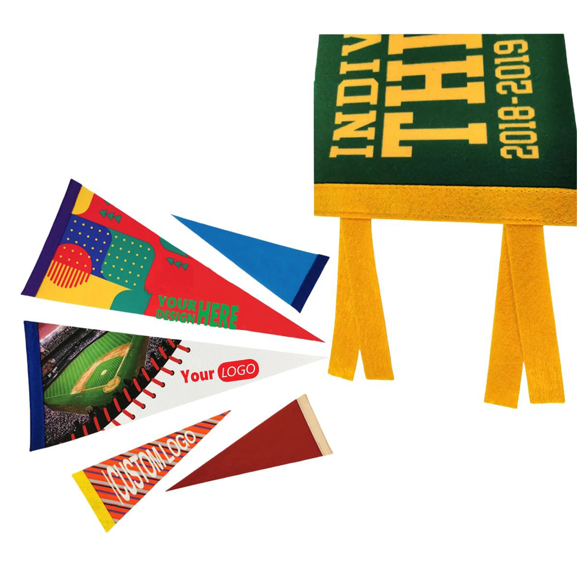 Full Color Triangle Felt Pennat Flags MOQ20 1