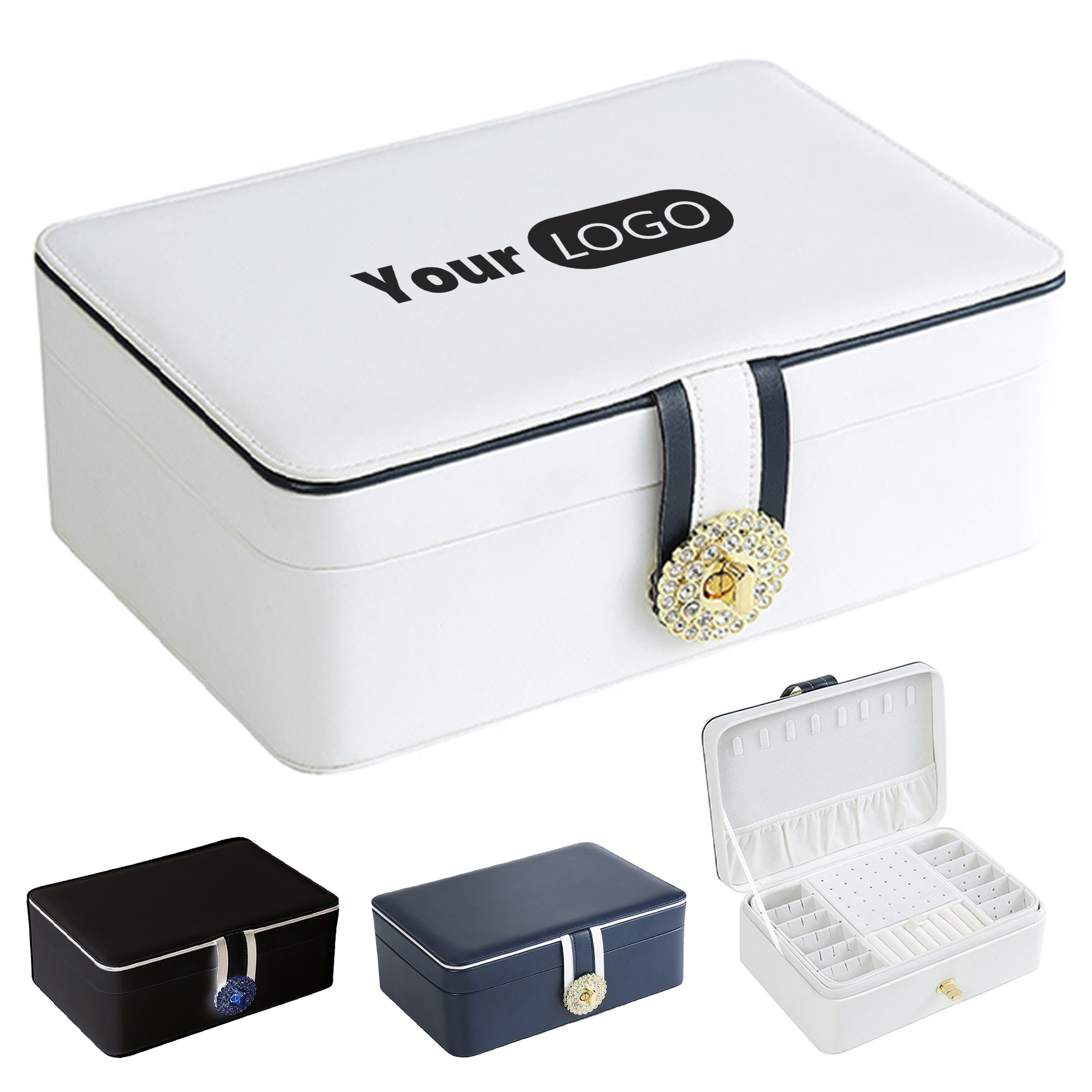 Pu Deluxe Jewelry Storage Box With Multiple Compartments 5