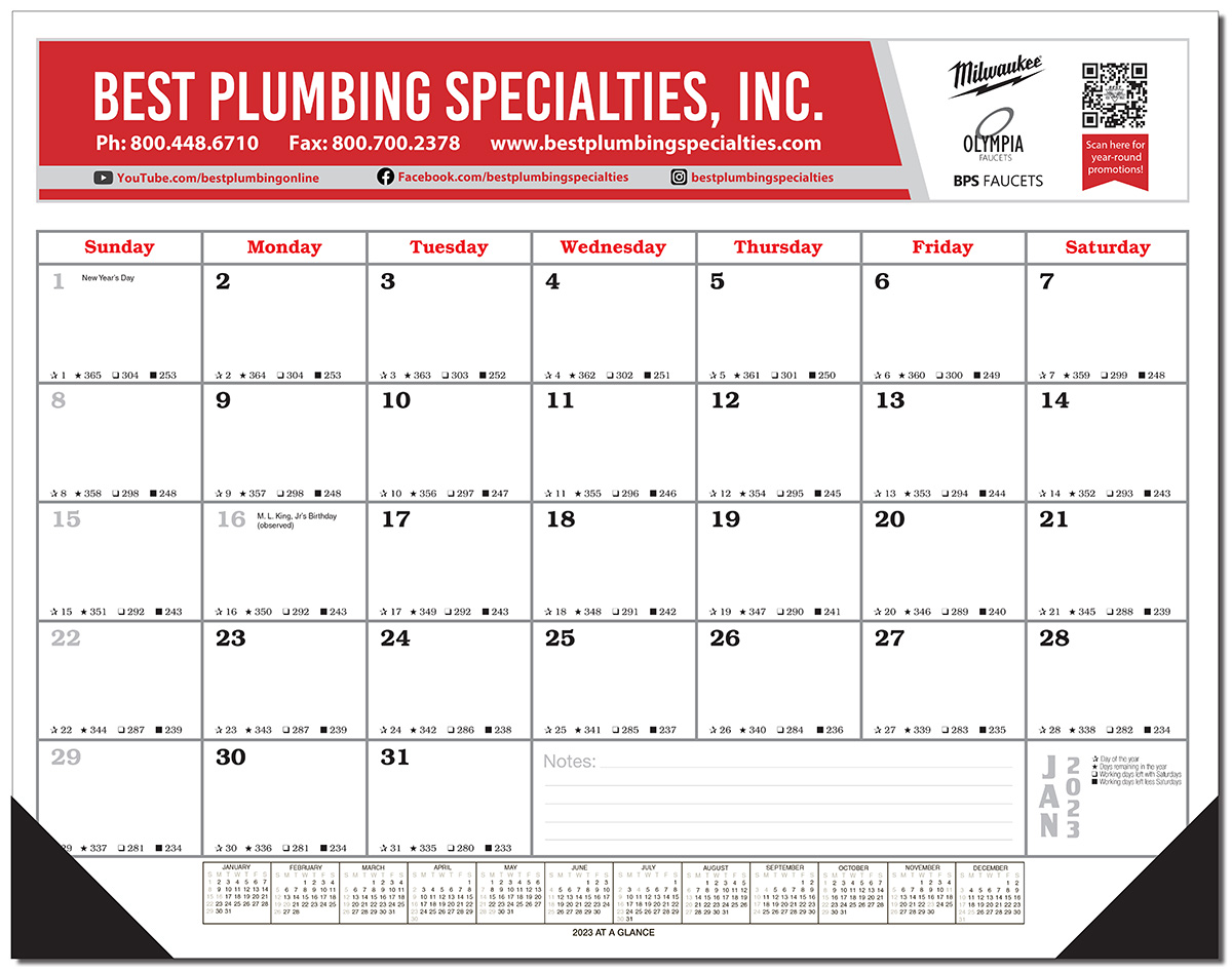 Desk Blotter Calendar w/Vinyl Corners