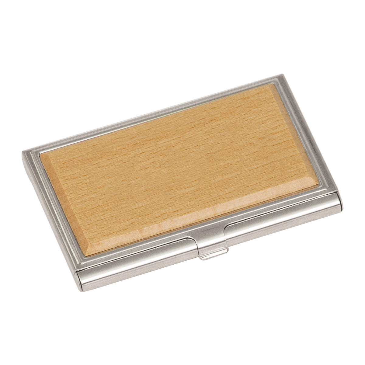 Wood/Silver Business Card Holder 2