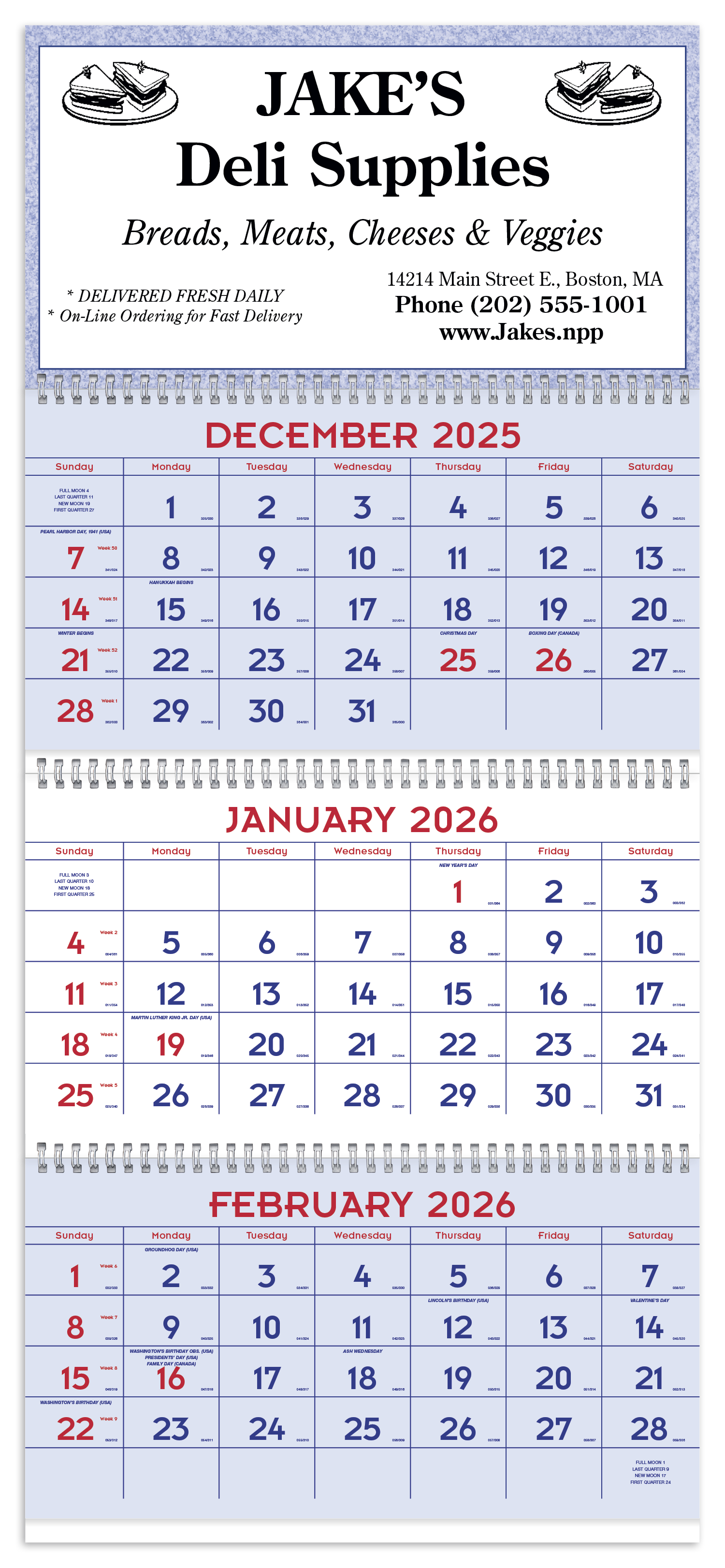 Triumph® Calendars Red & Blue Commercial Planner 8