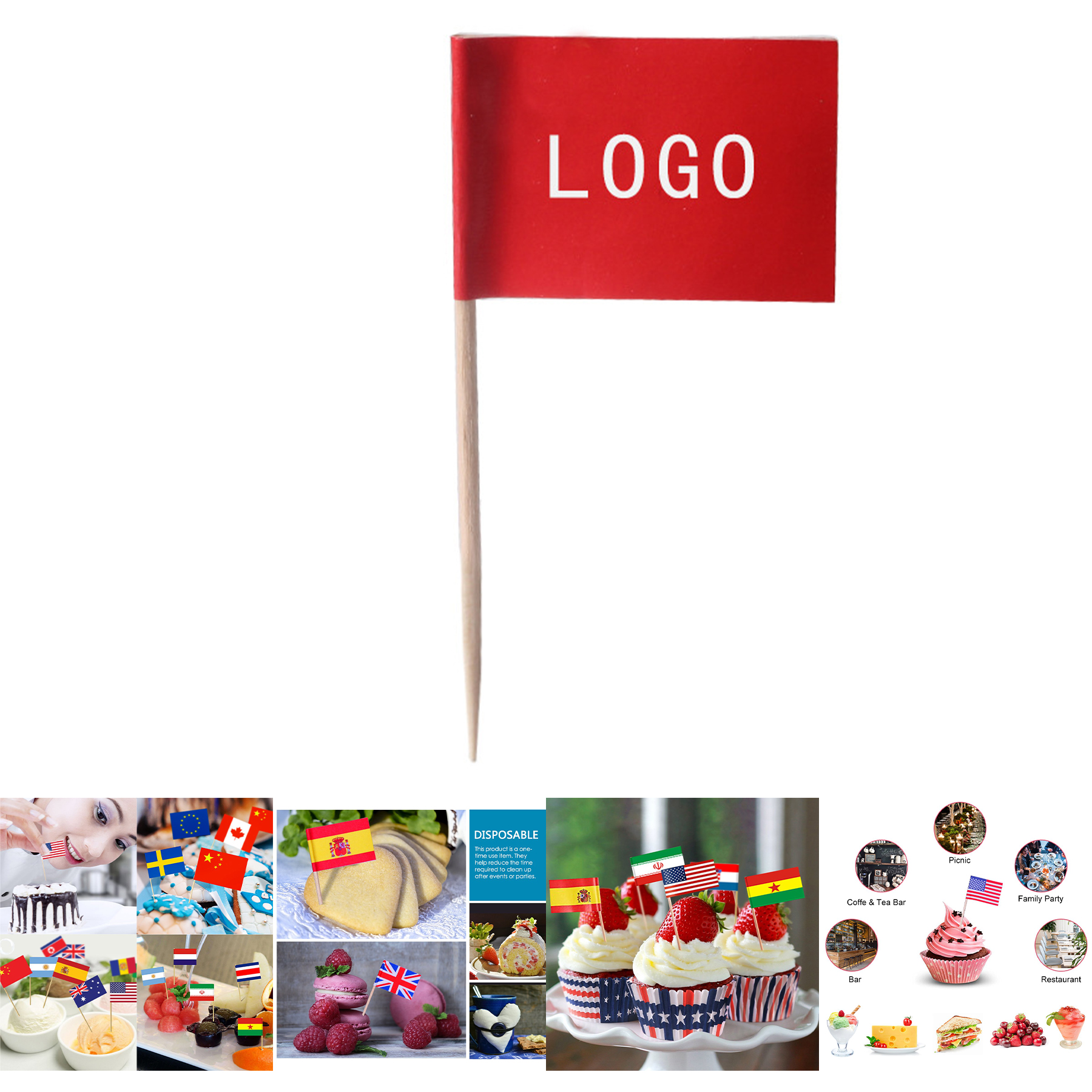 Small Mini Plain Red DIY Flags