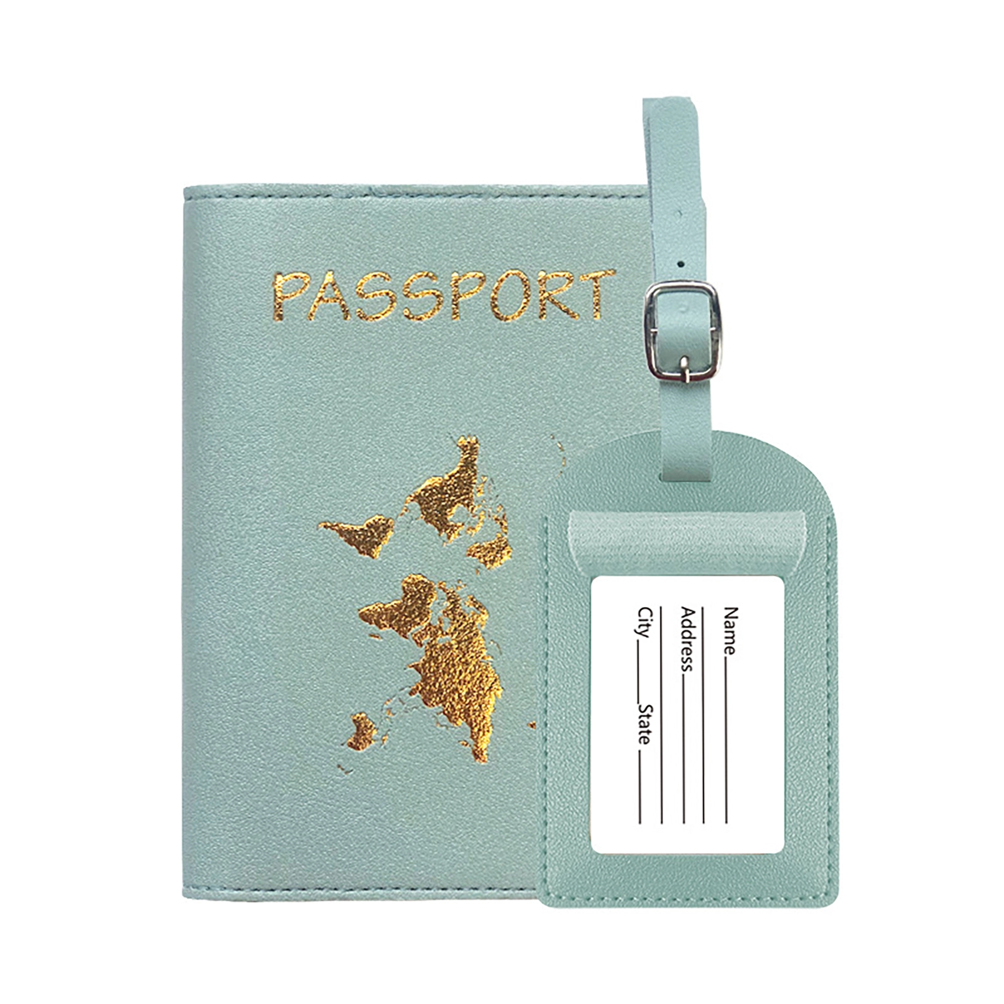 MOQ 100pcs PU Leather Passport Cover Luggage Tag Set 20