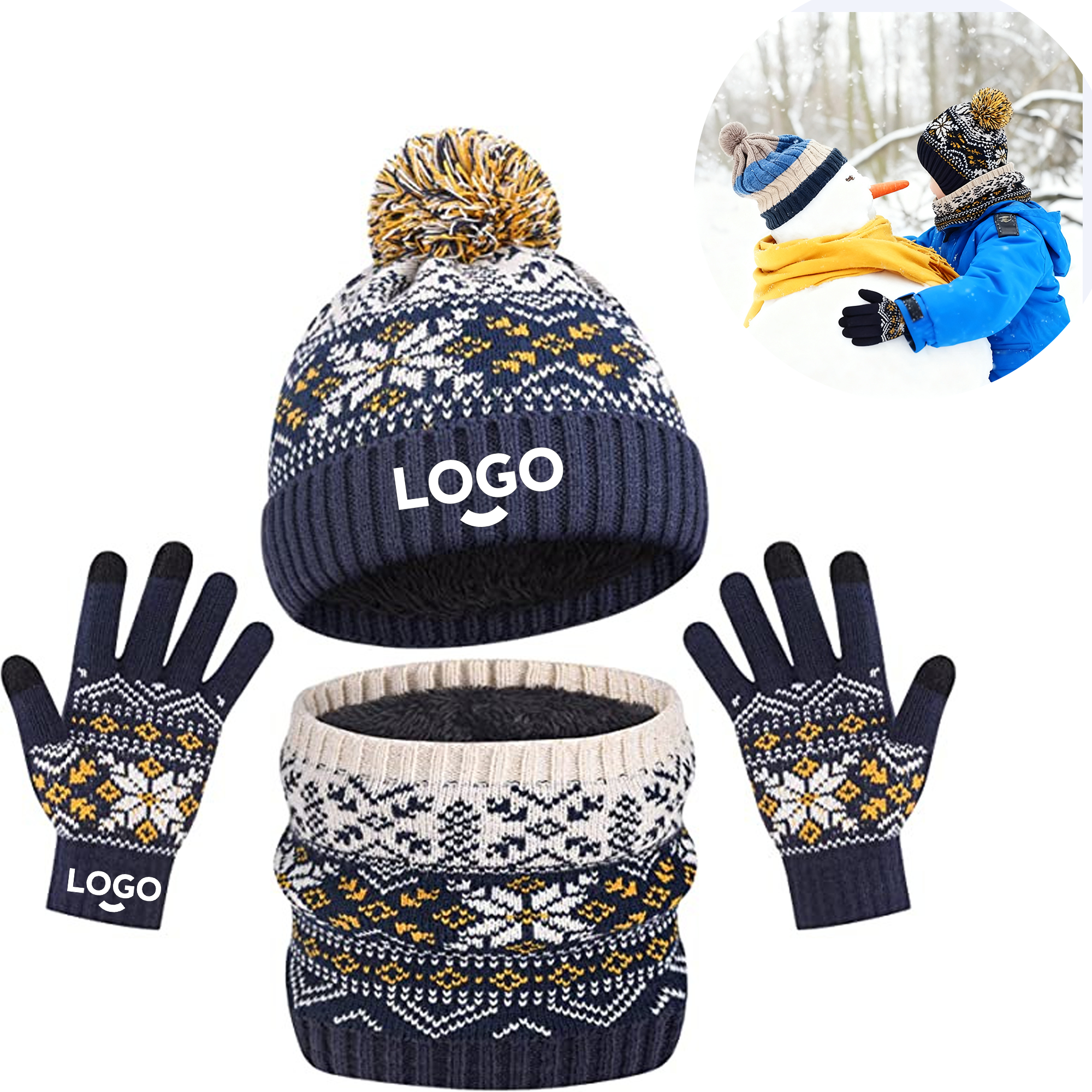 Warm Kids 3-Piece Set (Hat, Scarf, Gloves) MOQ 20 5