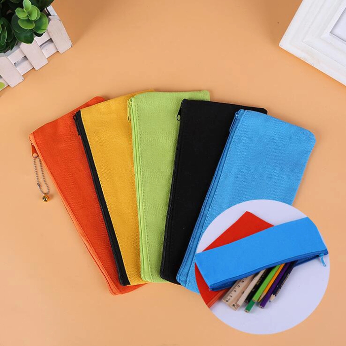 Canvas Makeup Bag Multipurpose Cosmetic Pencil Pouch 4