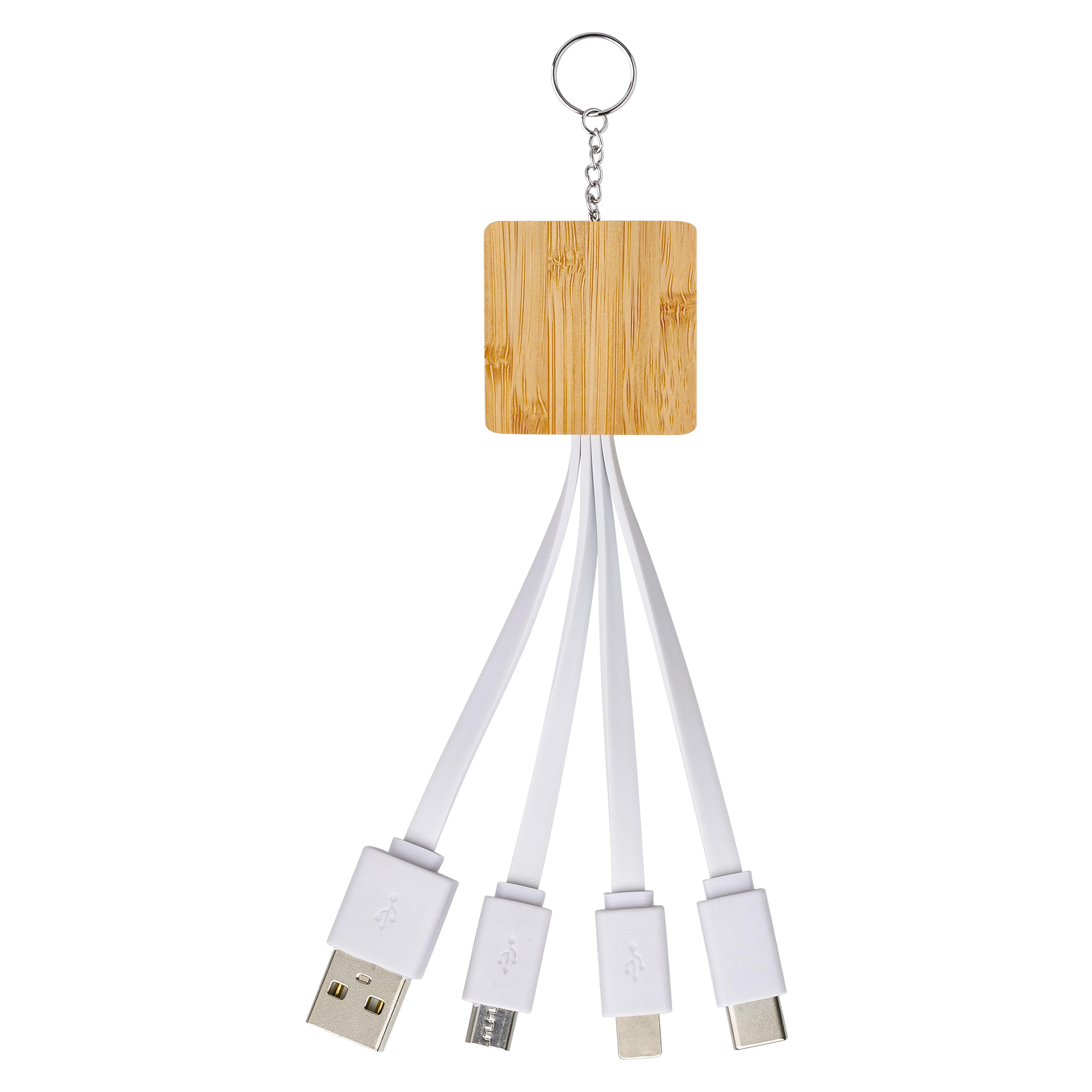 Bamboo Holder 4-in-1 Charging Cable With Keychain 10