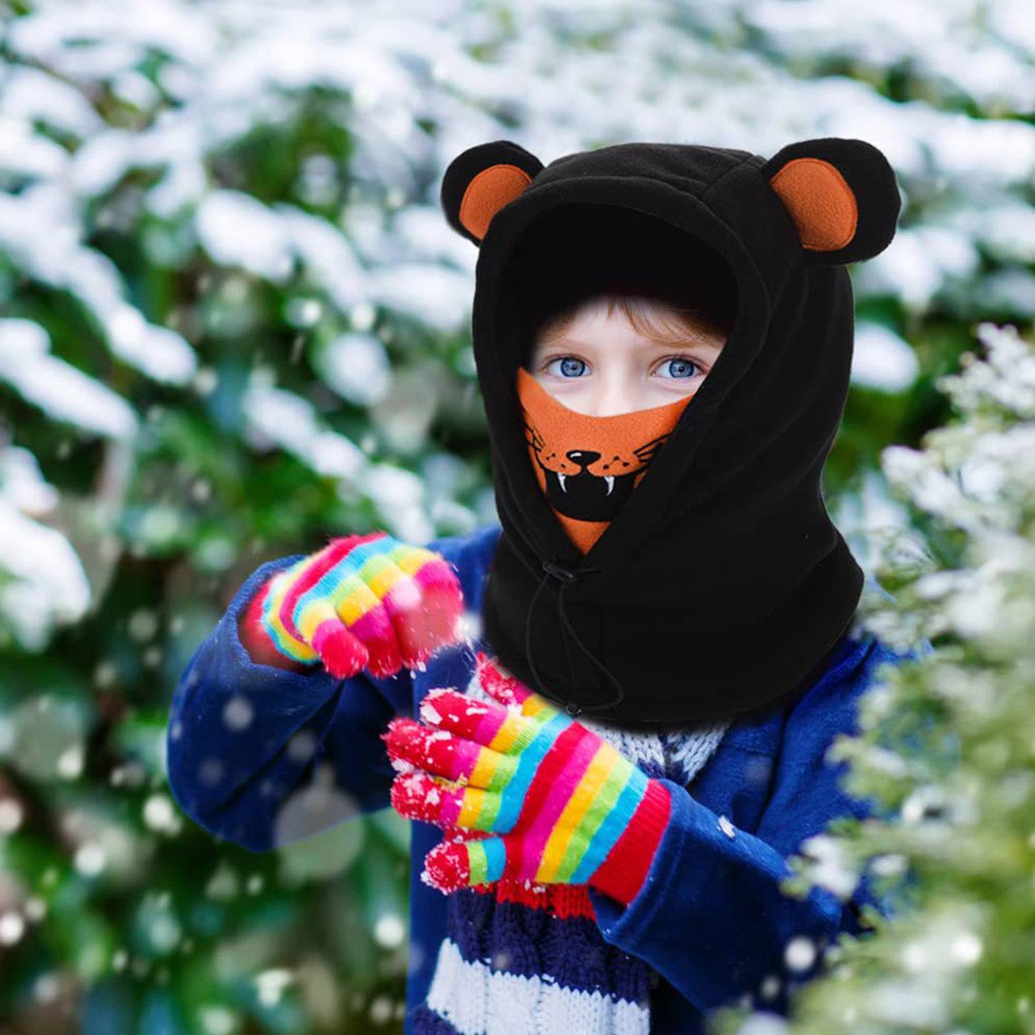 Children's Warm Fleece Anti Cold Head Cover And Mask 4