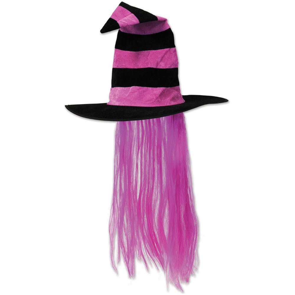 Witch Hats with Hair - Hot Pink 2