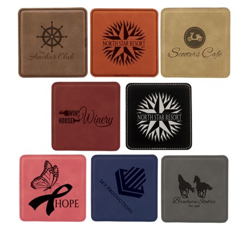 4" Square Laserable Leatherette Coaster Laser Engraved 2