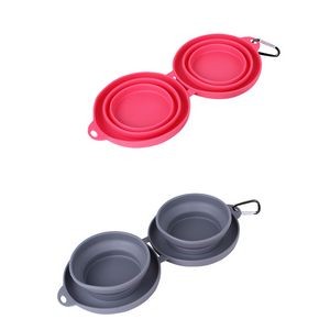 Foldable Stretchable Dual Pet Bowl Food Tray 14