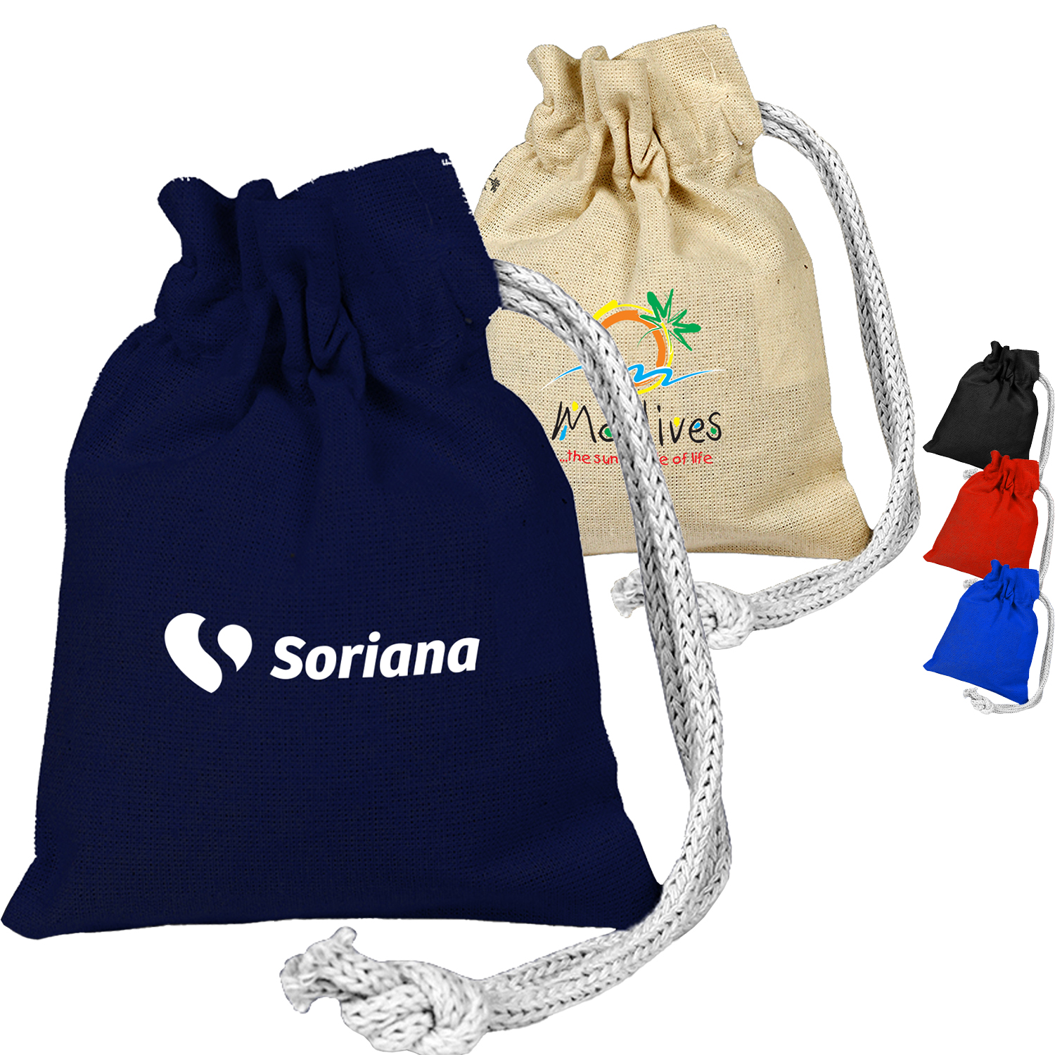 100% Cotton canvas Sheeting Coin Drawstring Bag USA Decorated (4" x 5") 2