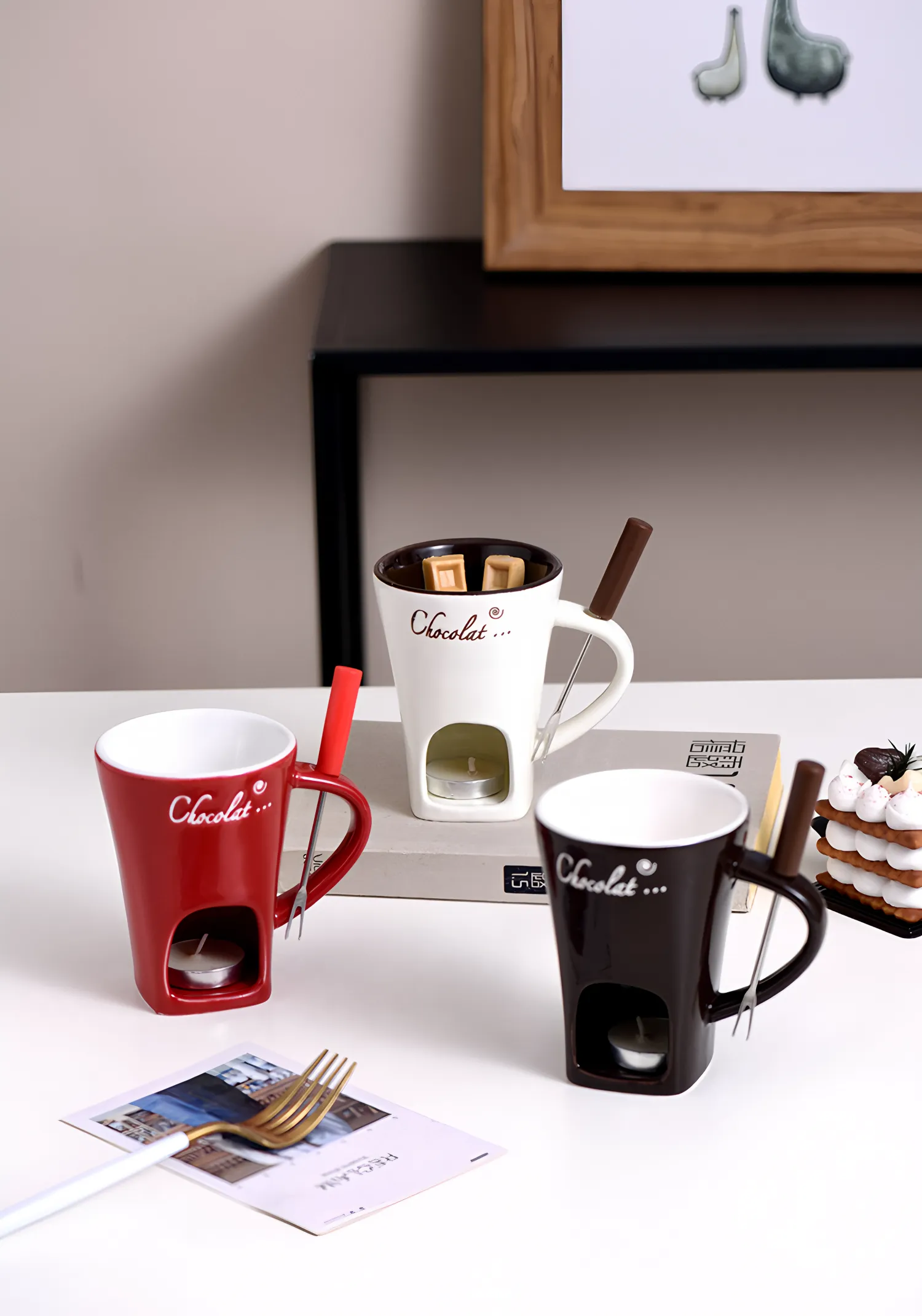 Romantic Mini Fondue Set for Couples Date Night Wedding Favors Gift 2